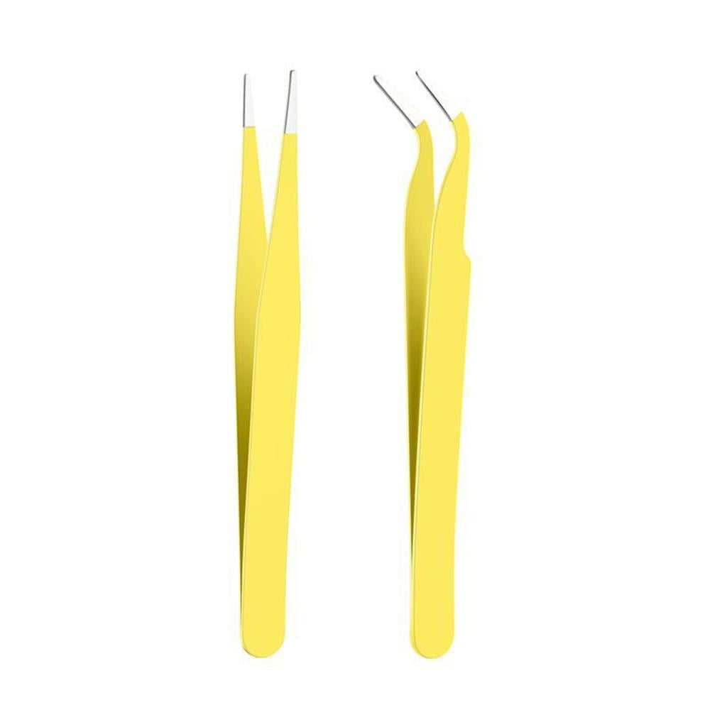 İkili Cımbız Seti Paslanmaz Çelik 5 Renk Düz ve Kavisli Model