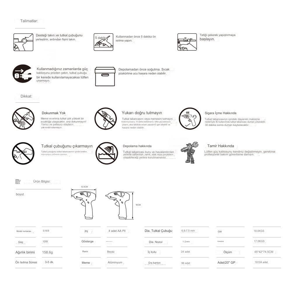 JOER 10W 7mm Seyyar Pilli Sıcak Tutkal Tabanca Damla Önleyici Uç