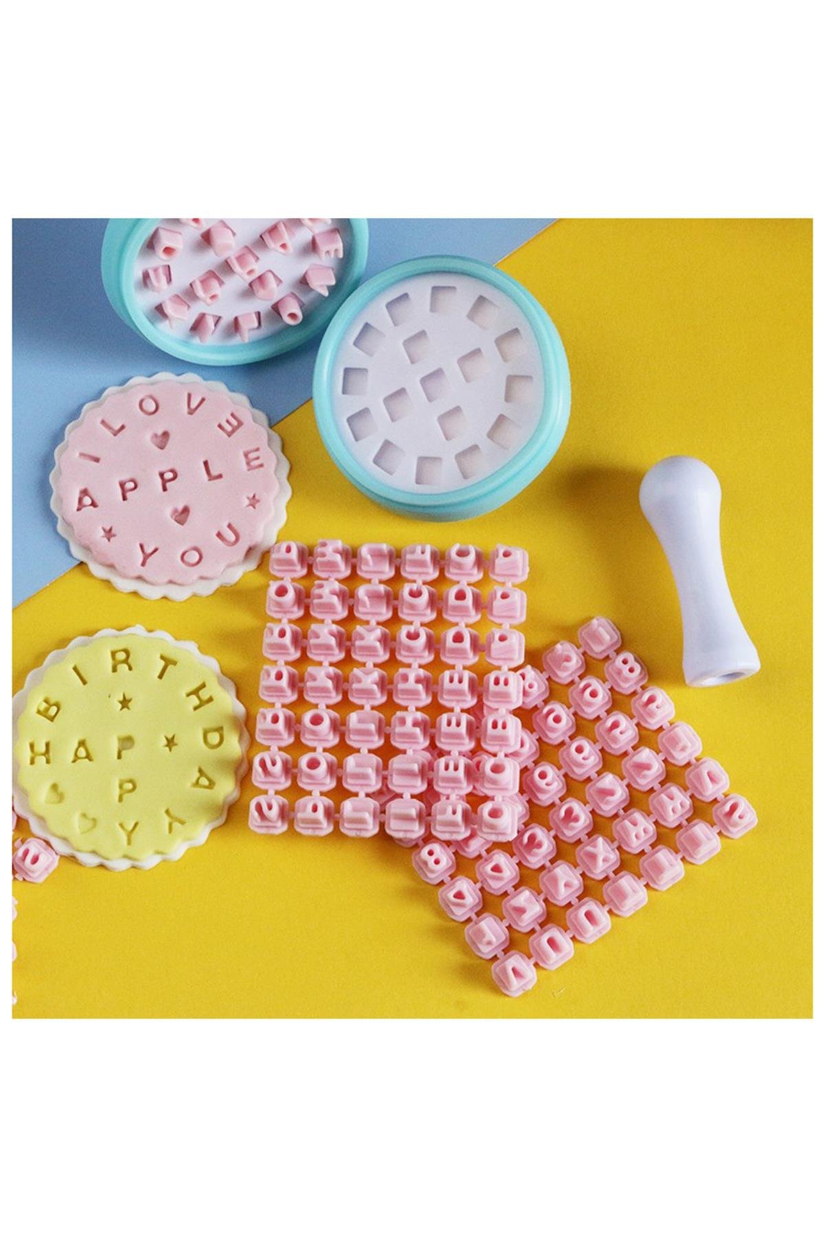 Kurabiye Bisküvi Hamur Dairesel 3D Baskı Harf Rakam Damga Seti