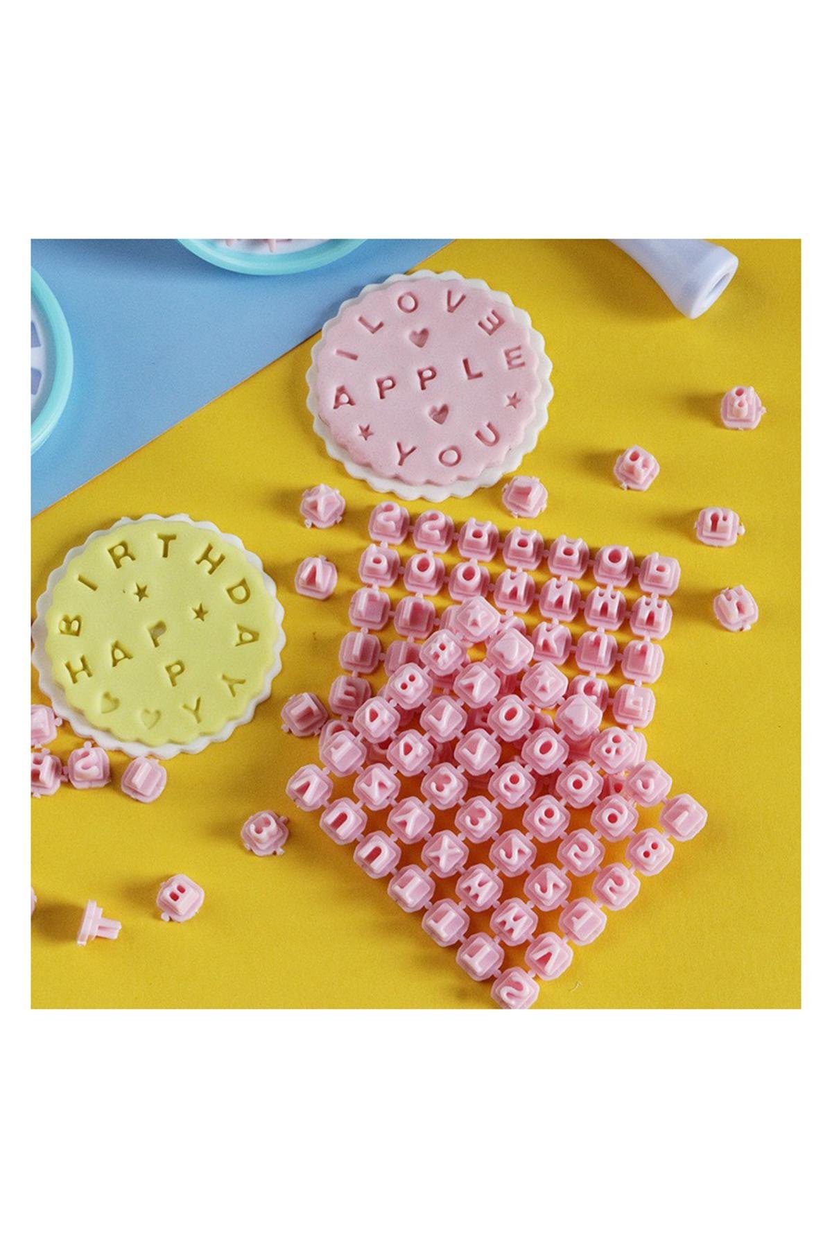 Kurabiye Bisküvi Hamur Dairesel 3D Baskı Harf Rakam Damga Seti