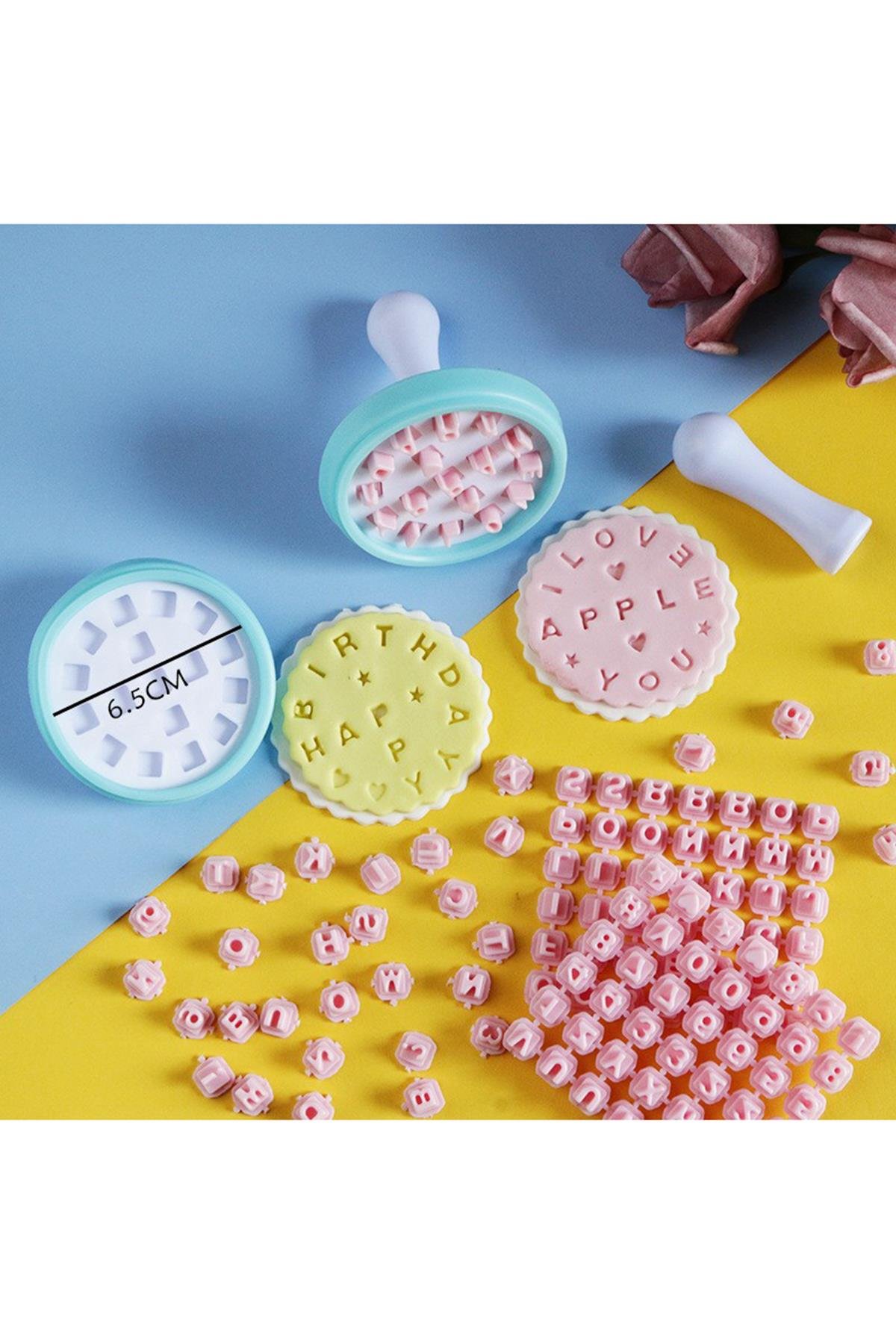 Kurabiye Bisküvi Hamur Dairesel 3D Baskı Harf Rakam Damga Seti