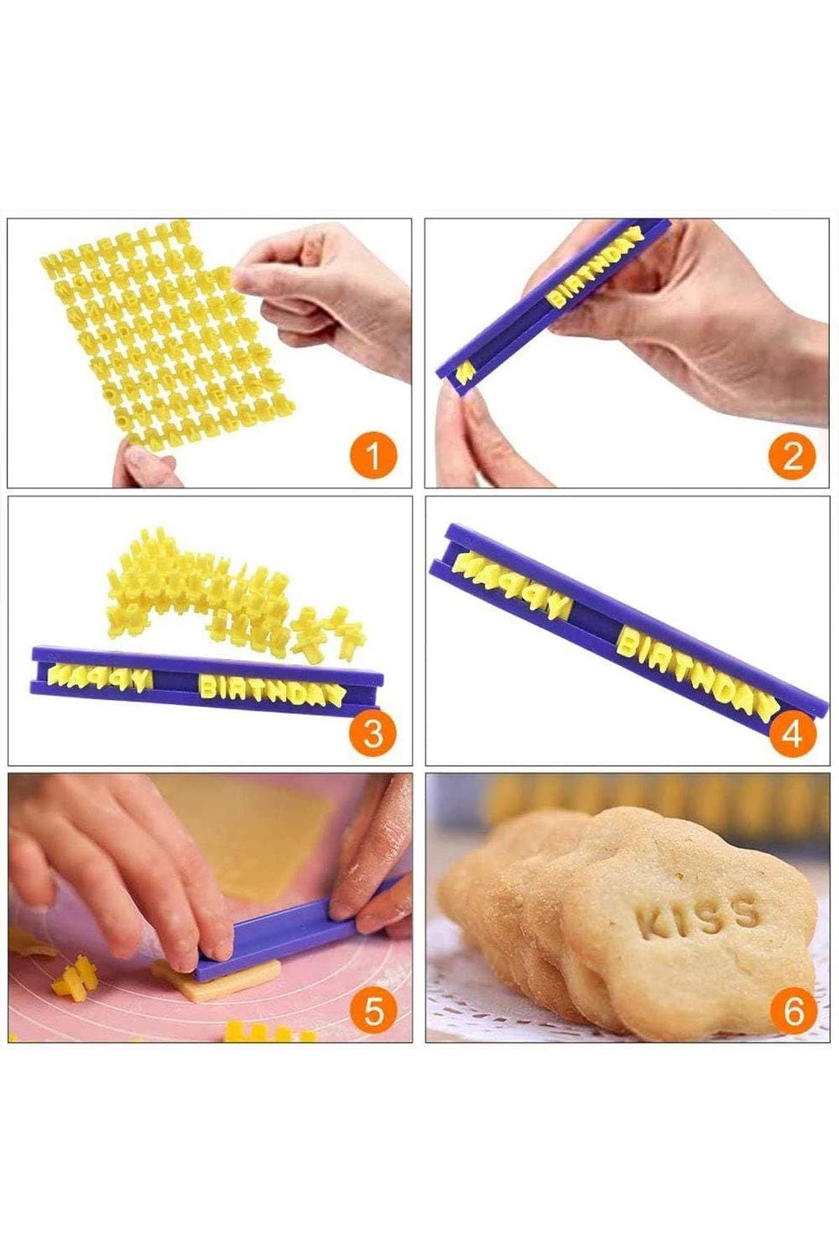 Kurabiye Bisküvi Hamur Fondan 73 Parça 3D Alfabe Yazı Damga Seti  