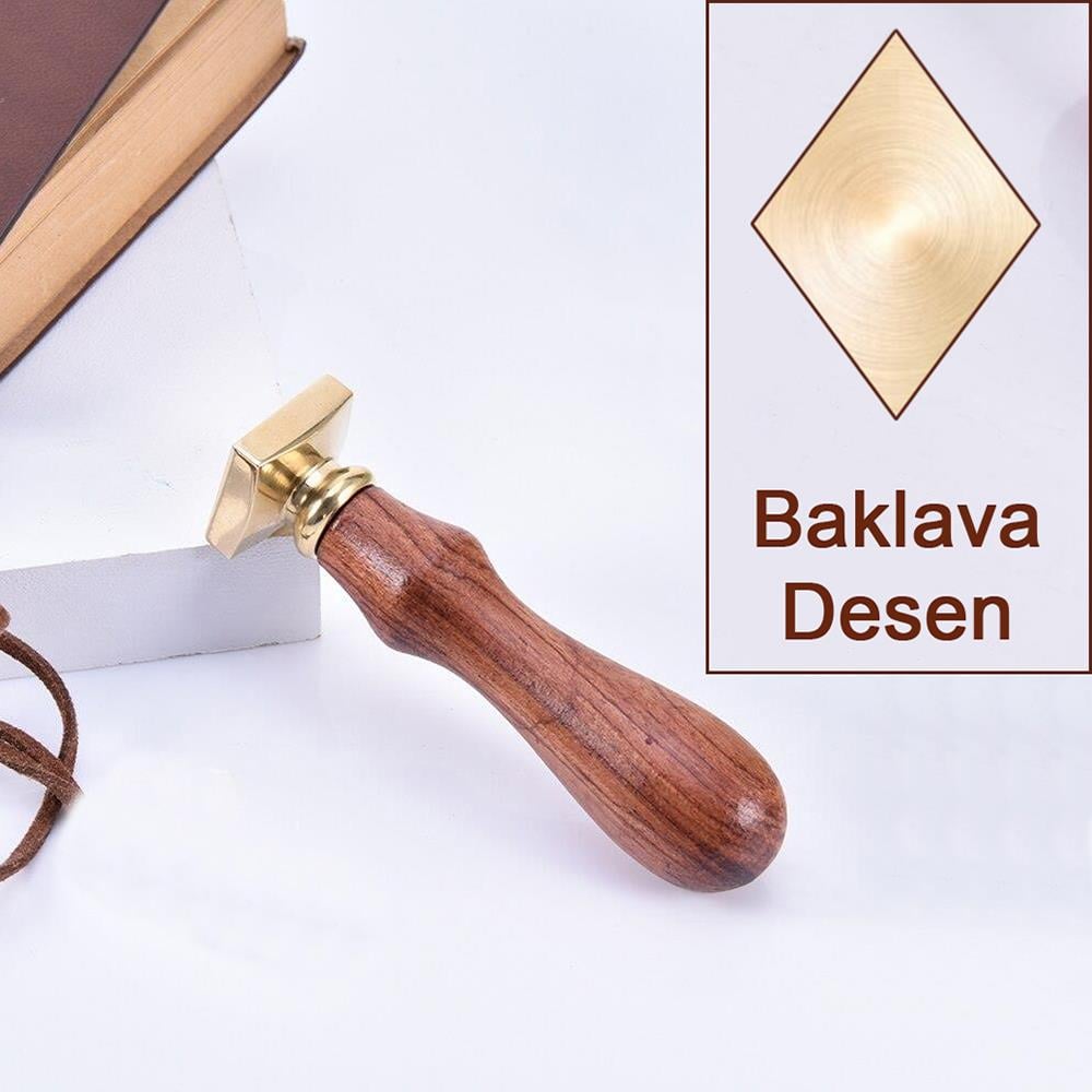 Mühür Mumu Baklava 29.5x22 mm Baklava Boş Pirinç Kafa + Ahşap Sap