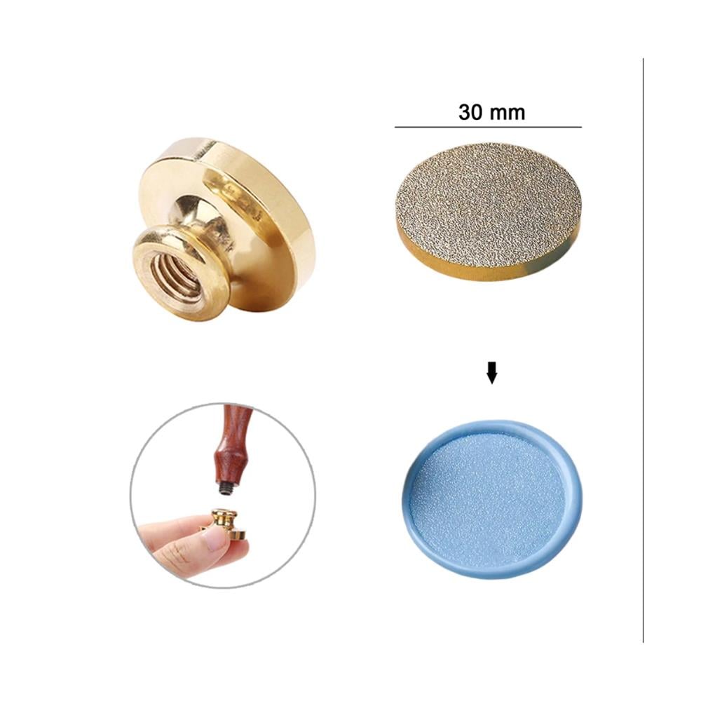 Mühür Mumu Damga 30 mm Yuvarlak Kumlu Boş Pirinç Kafa + Ahşap Sap