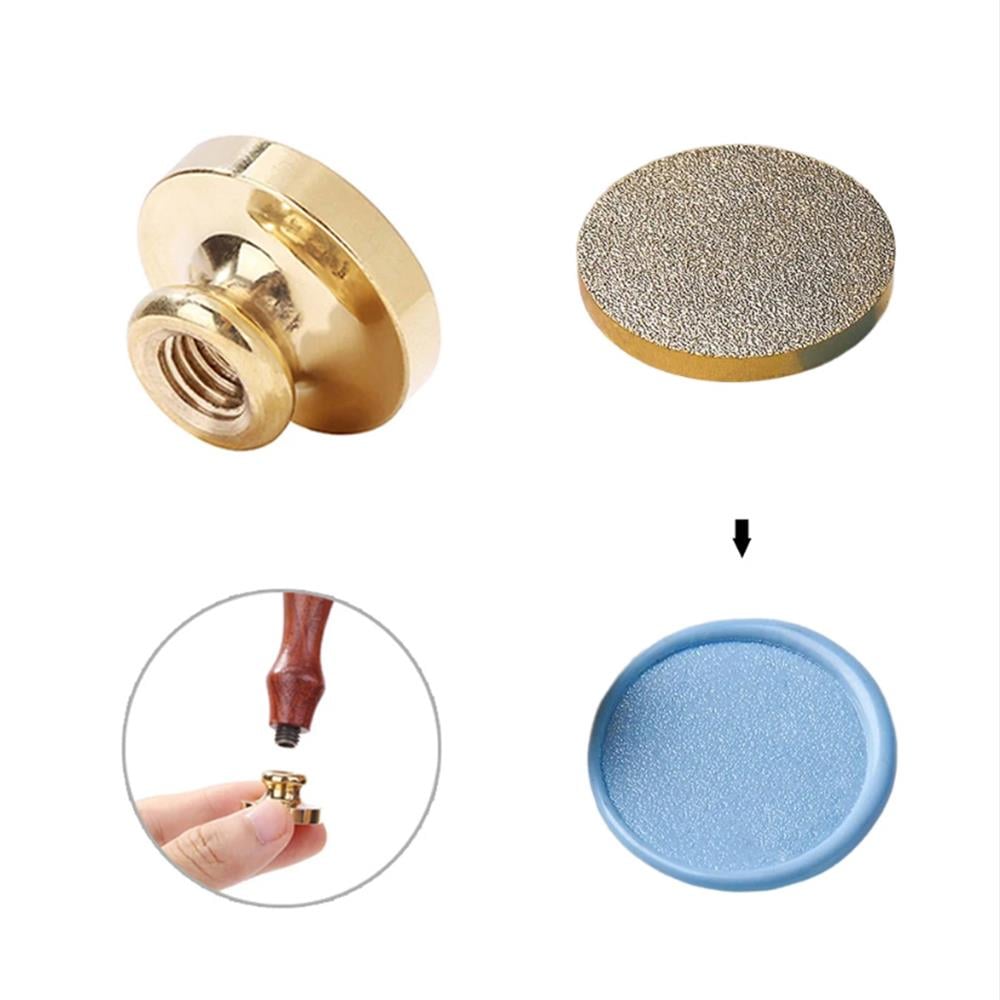 Mühür Mumu Damga 35 mm Yuvarlak Kumlu Boş Pirinç Kafa + Ahşap Sap