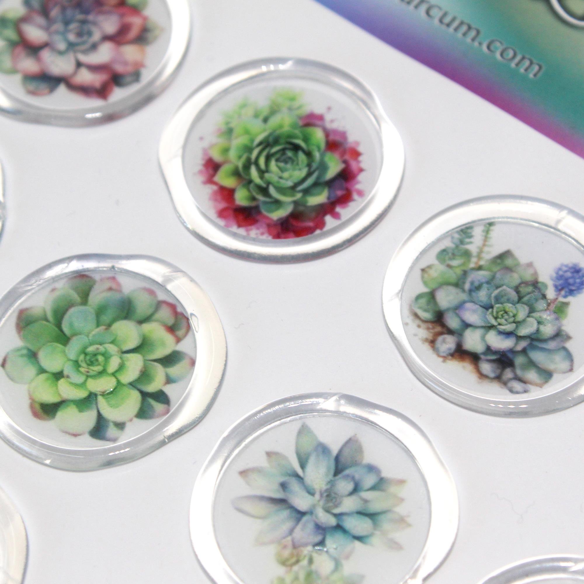 Mühürcüm 12 Adet Hazır Kendinden Yapışkanlı Sukulent Bitki Sticker Mühür KYSM109