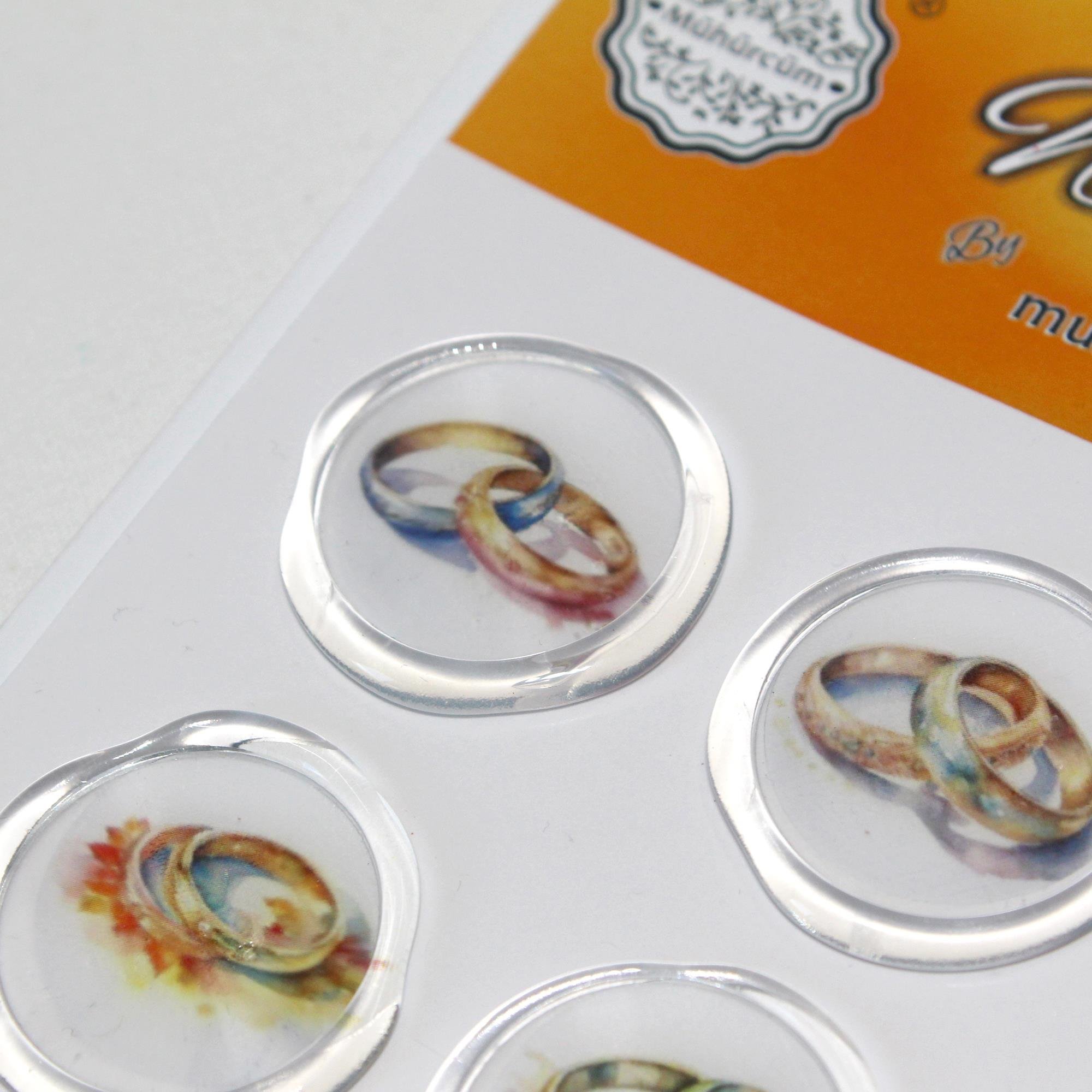 Mühürcüm 12 Adet Hazır Kendinden Yapışkanlı Yüzük Davetiye Sticker Mühür KYSM111