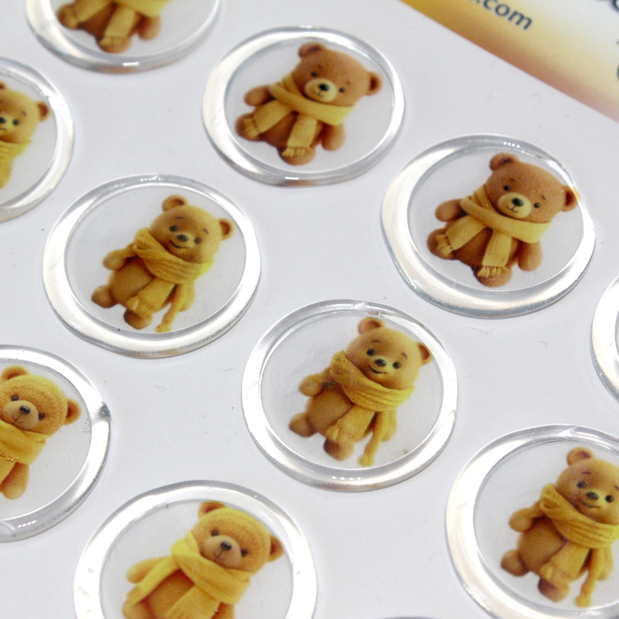 Mühürcüm 12 Adet Hazır Kendinden Yapışkanlı Tatlı Ayı Sticker Mühür KYSM105