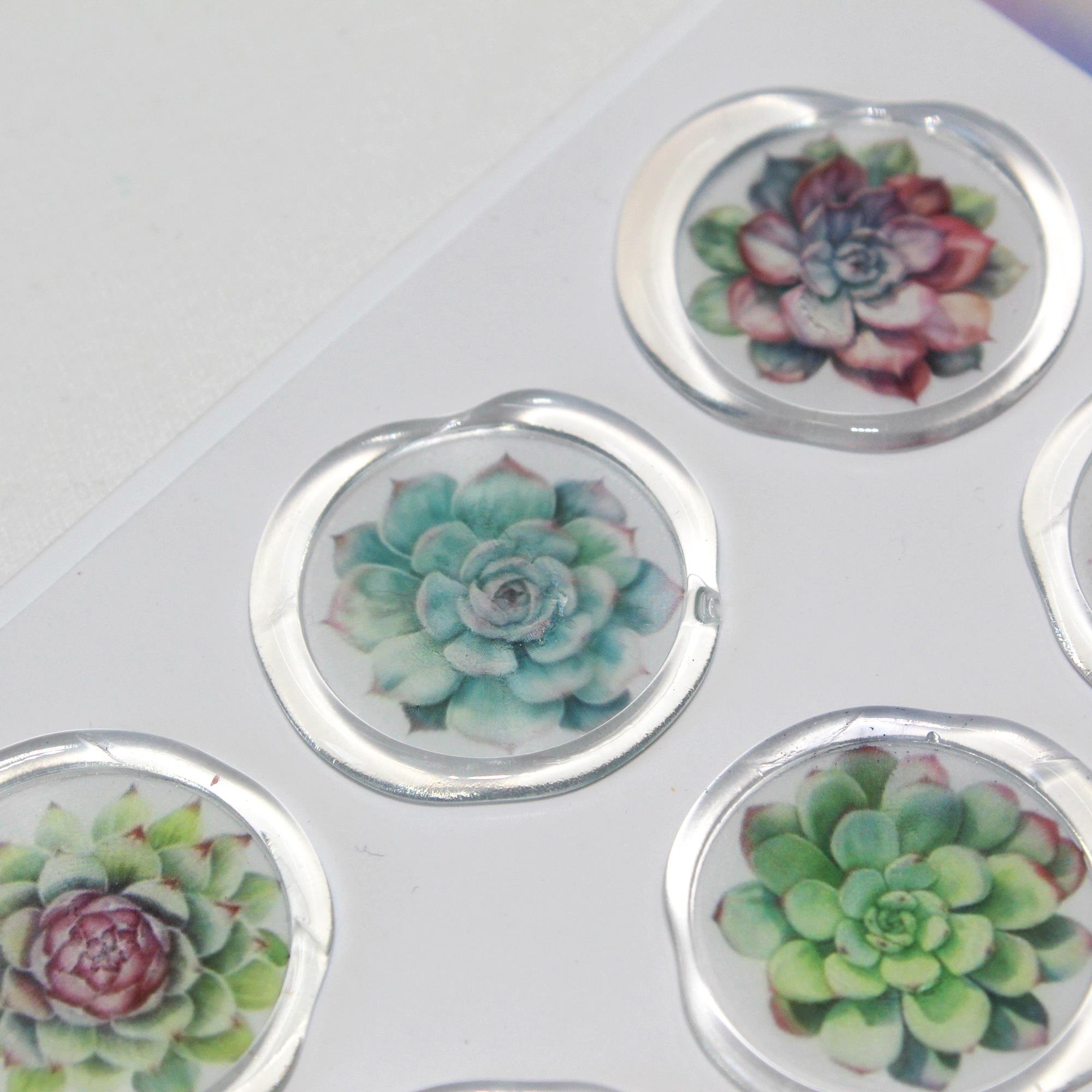 Mühürcüm 12 Adet Hazır Kendinden Yapışkanlı Sukulent Bitki Sticker Mühür KYSM109