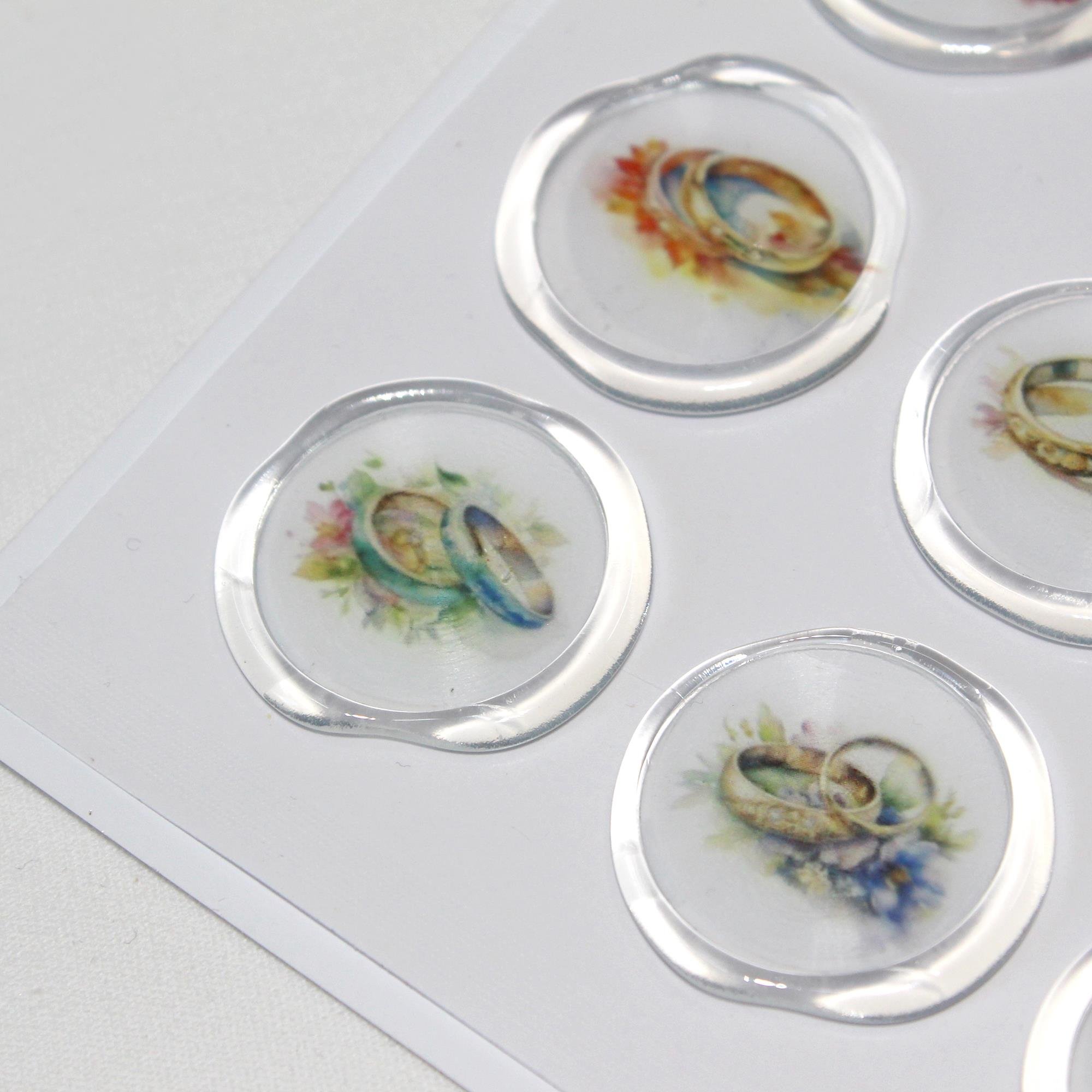 Mühürcüm 12 Adet Hazır Kendinden Yapışkanlı Yüzük Davetiye Sticker Mühür KYSM111