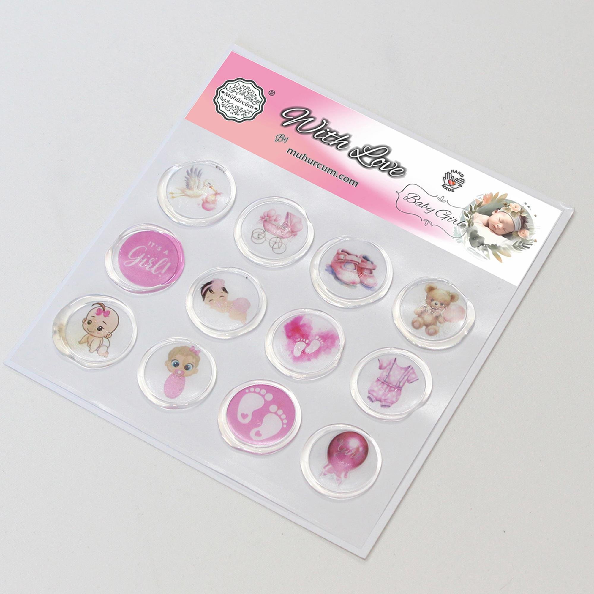 Mühürcüm 12 Adet Hazır Kendinden Yapışkanlı Hoş Geldin Bebek Sticker Mühür KYSM101