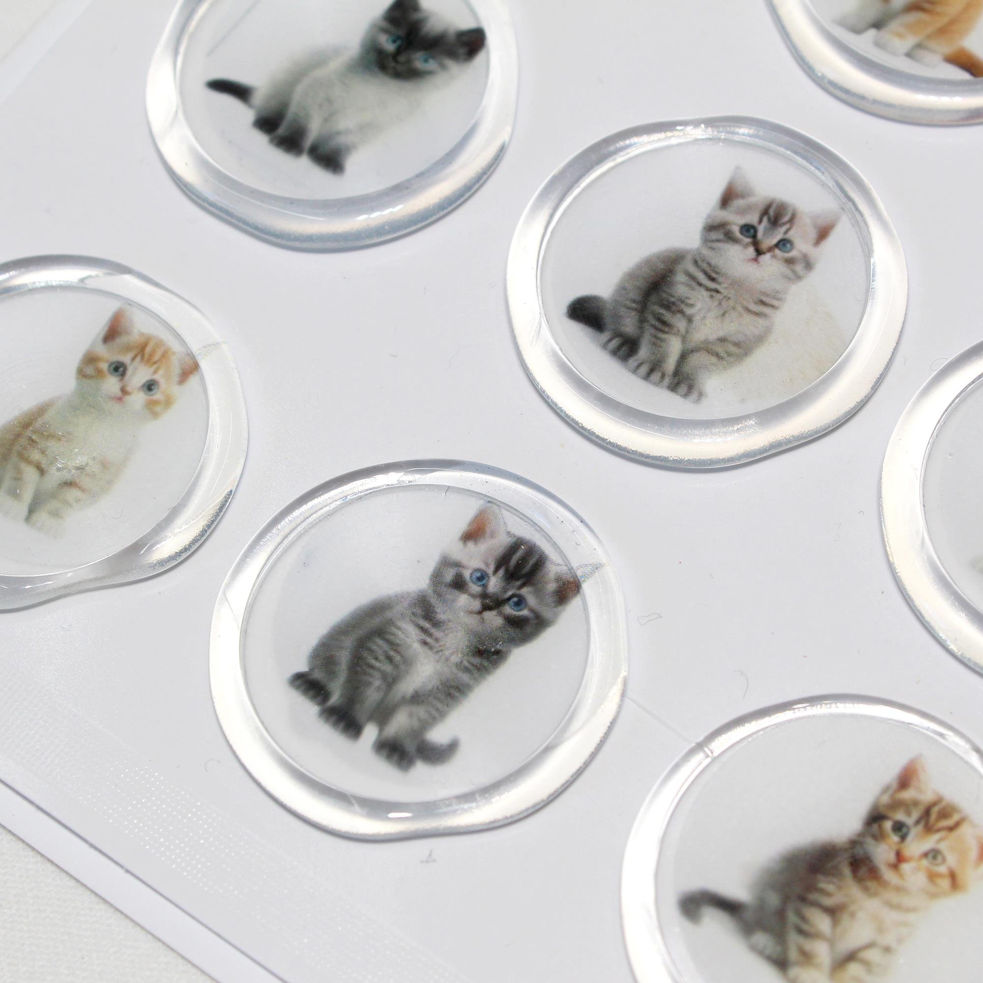 Mühürcüm 12 Adet Hazır Kendinden Yapışkanlı Kedi Sticker Mühür KYSM115