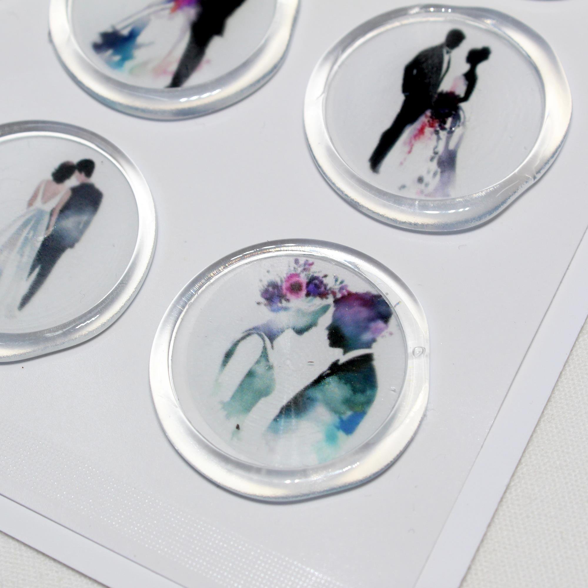 Mühürcüm 12 Adet Hazır Kendinden Yapışkanlı Gelin Damat Çift Davetiye Sticker Mühür KYSM116