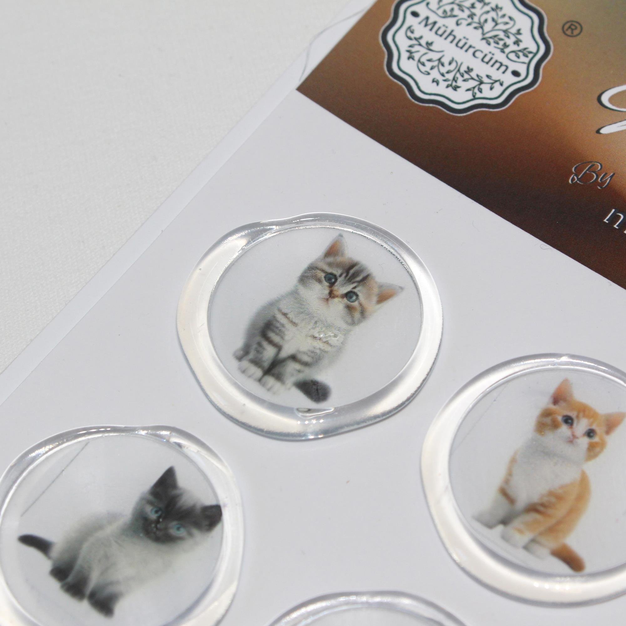 Mühürcüm 12 Adet Hazır Kendinden Yapışkanlı Kedi Sticker Mühür KYSM115