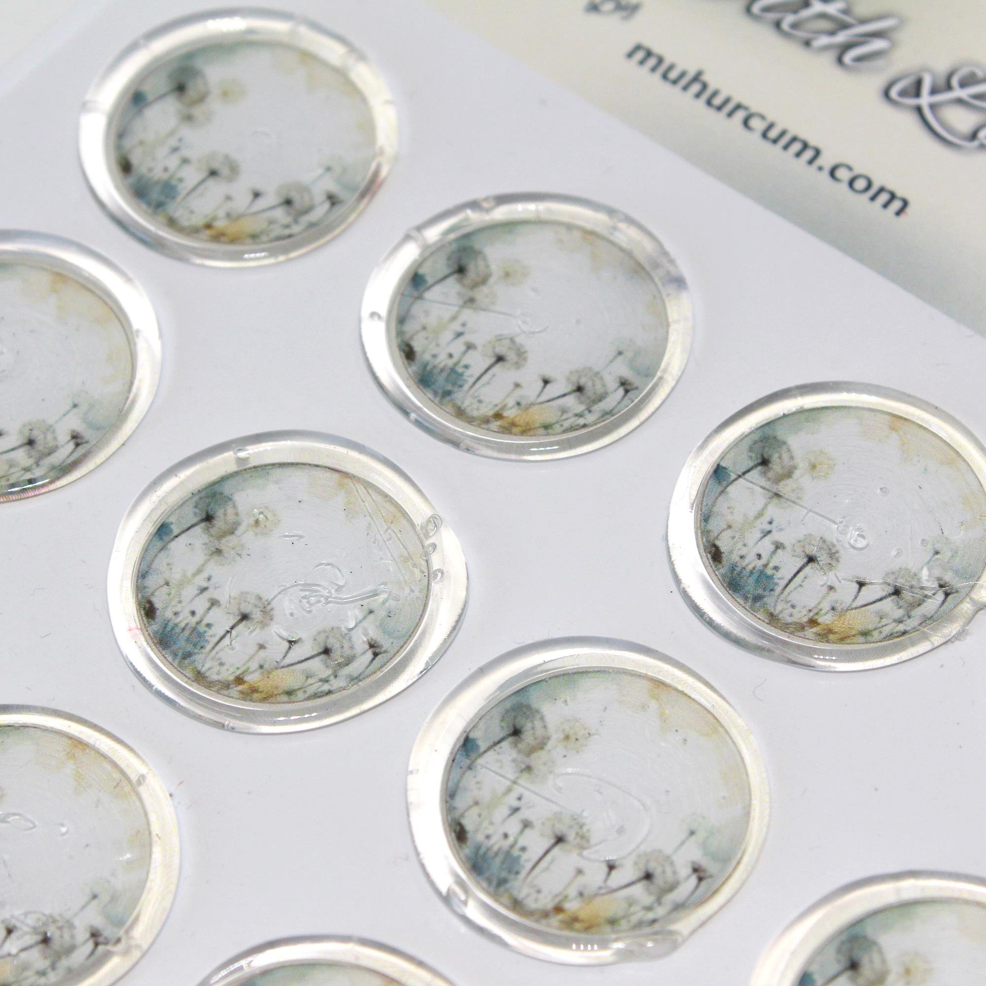 Mühürcüm 12 Adet Hazır Kendinden Yapışkanlı Çiçek Karahindiba Sticker Mühür KYSM108