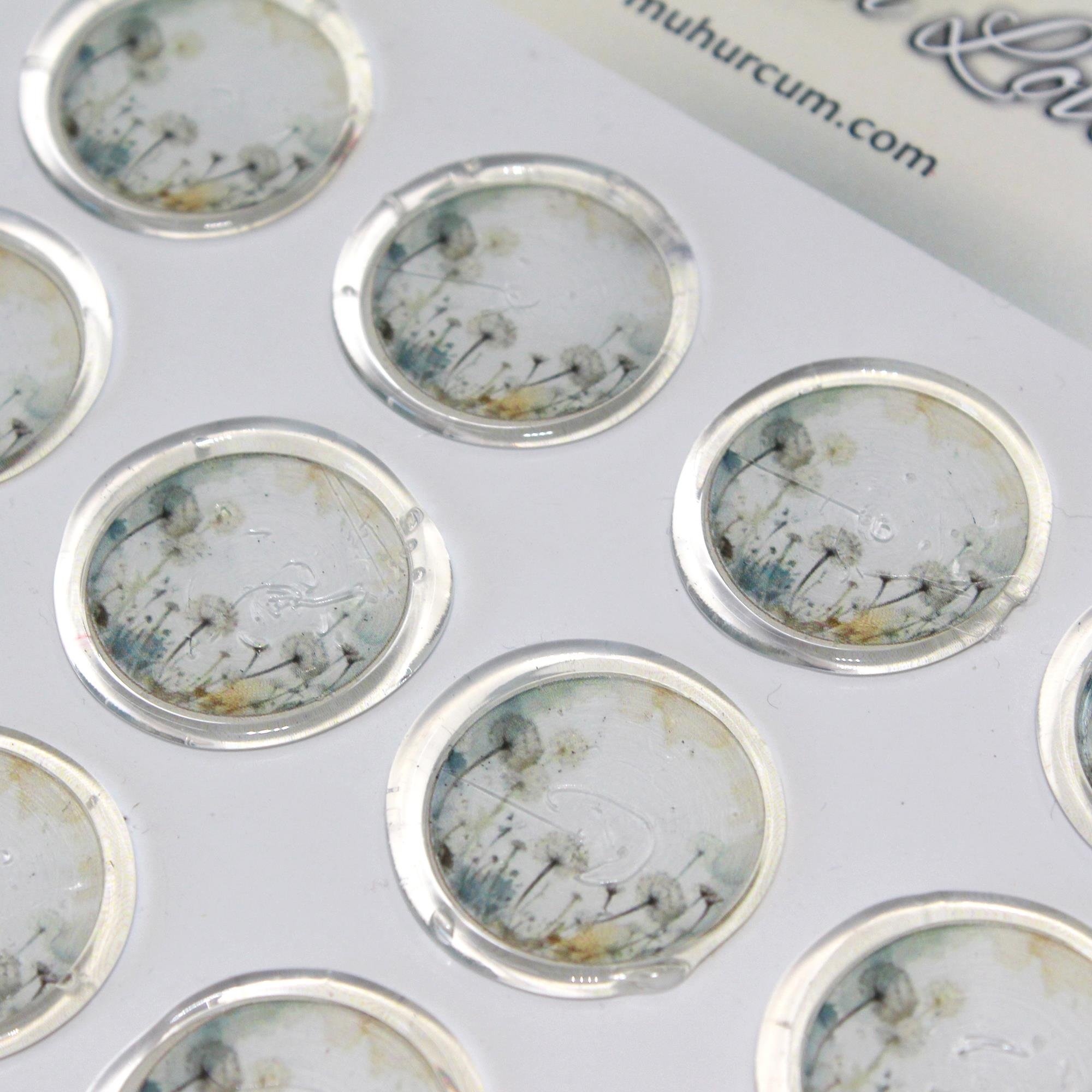 Mühürcüm 12 Adet Hazır Kendinden Yapışkanlı Çiçek Karahindiba Sticker Mühür KYSM108