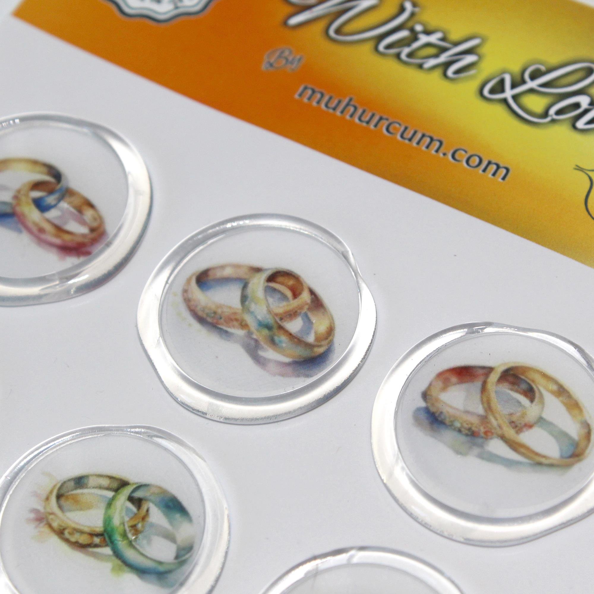 Mühürcüm 12 Adet Hazır Kendinden Yapışkanlı Yüzük Davetiye Sticker Mühür KYSM111