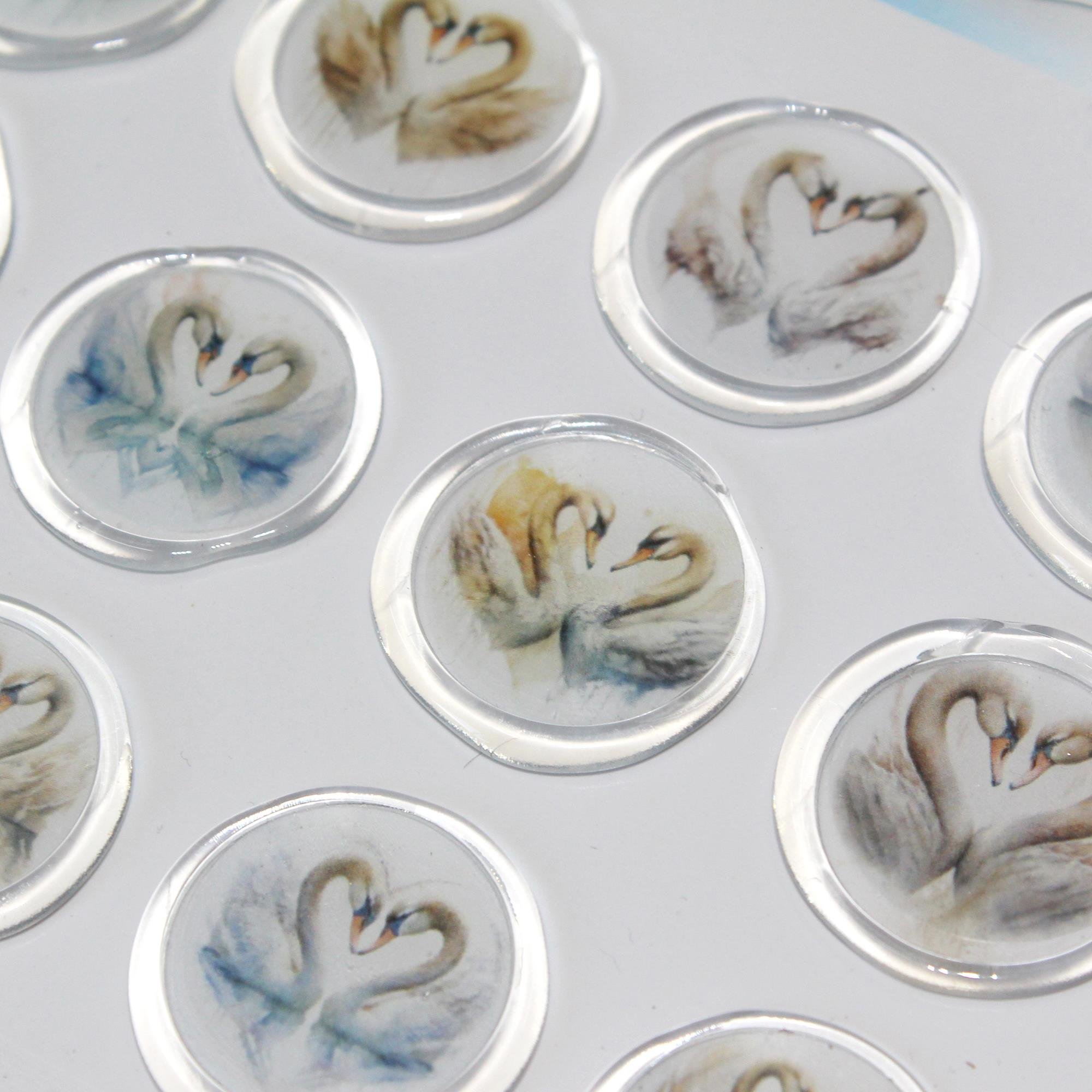 Mühürcüm 12 Adet Hazır Kendinden Yapışkanlı Kuğu Sticker Mühür KYSM112