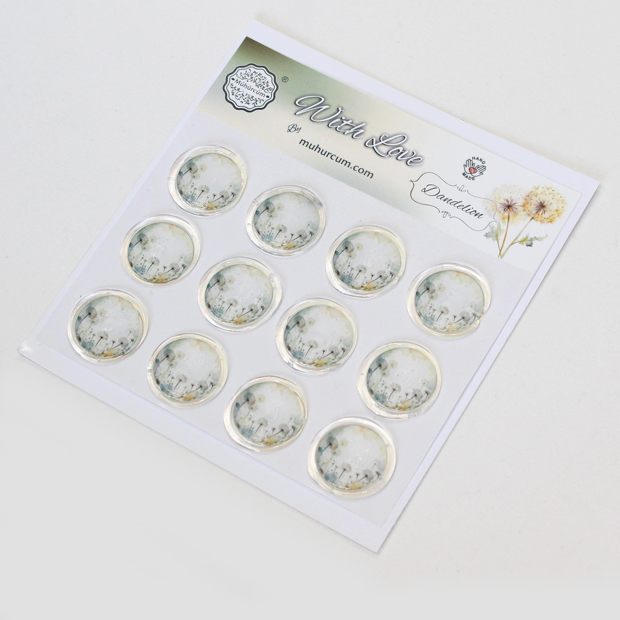 Mühürcüm 12 Adet Hazır Kendinden Yapışkanlı Çiçek Karahindiba Sticker Mühür KYSM108