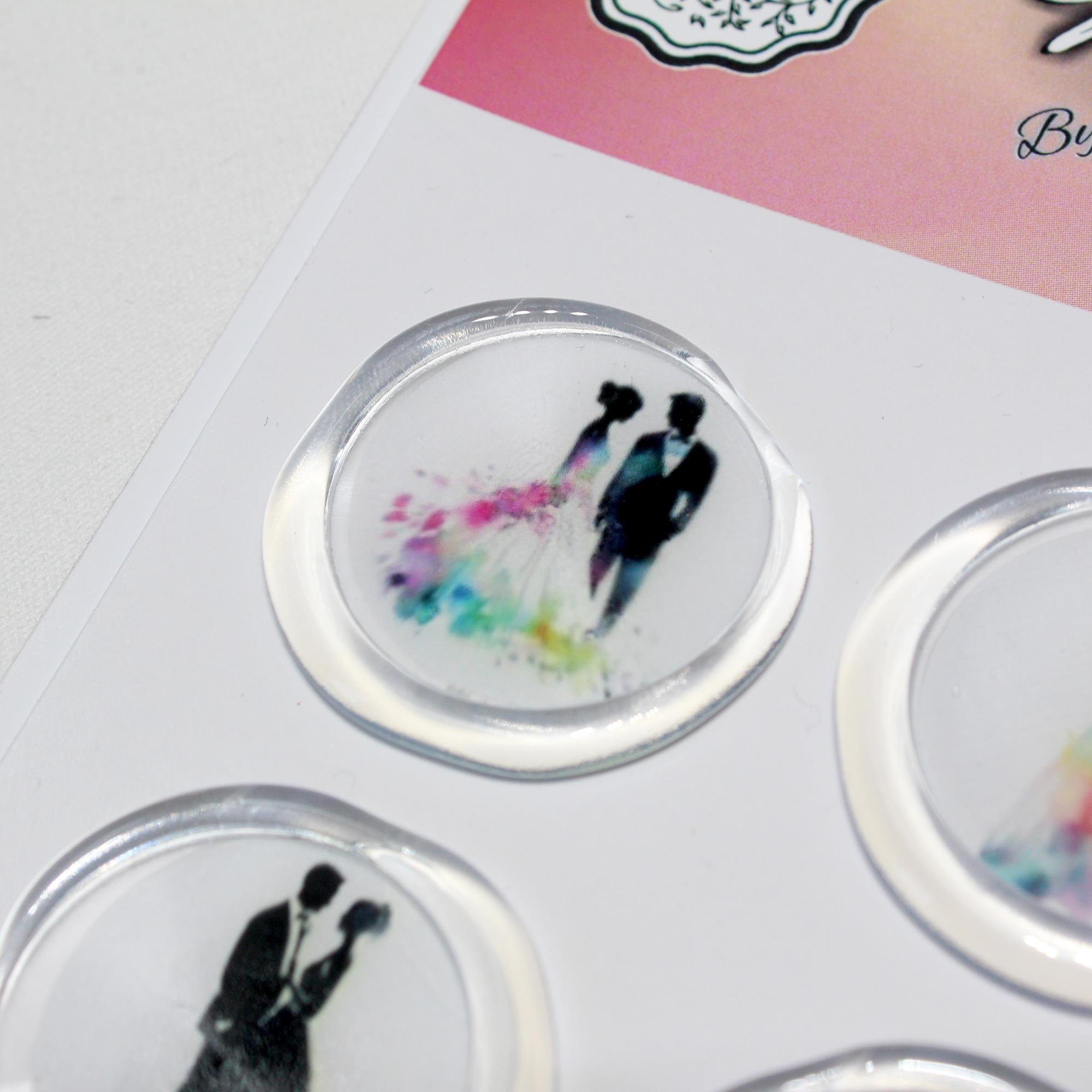 Mühürcüm 12 Adet Hazır Kendinden Yapışkanlı Gelin Damat Çift Davetiye Sticker Mühür KYSM116