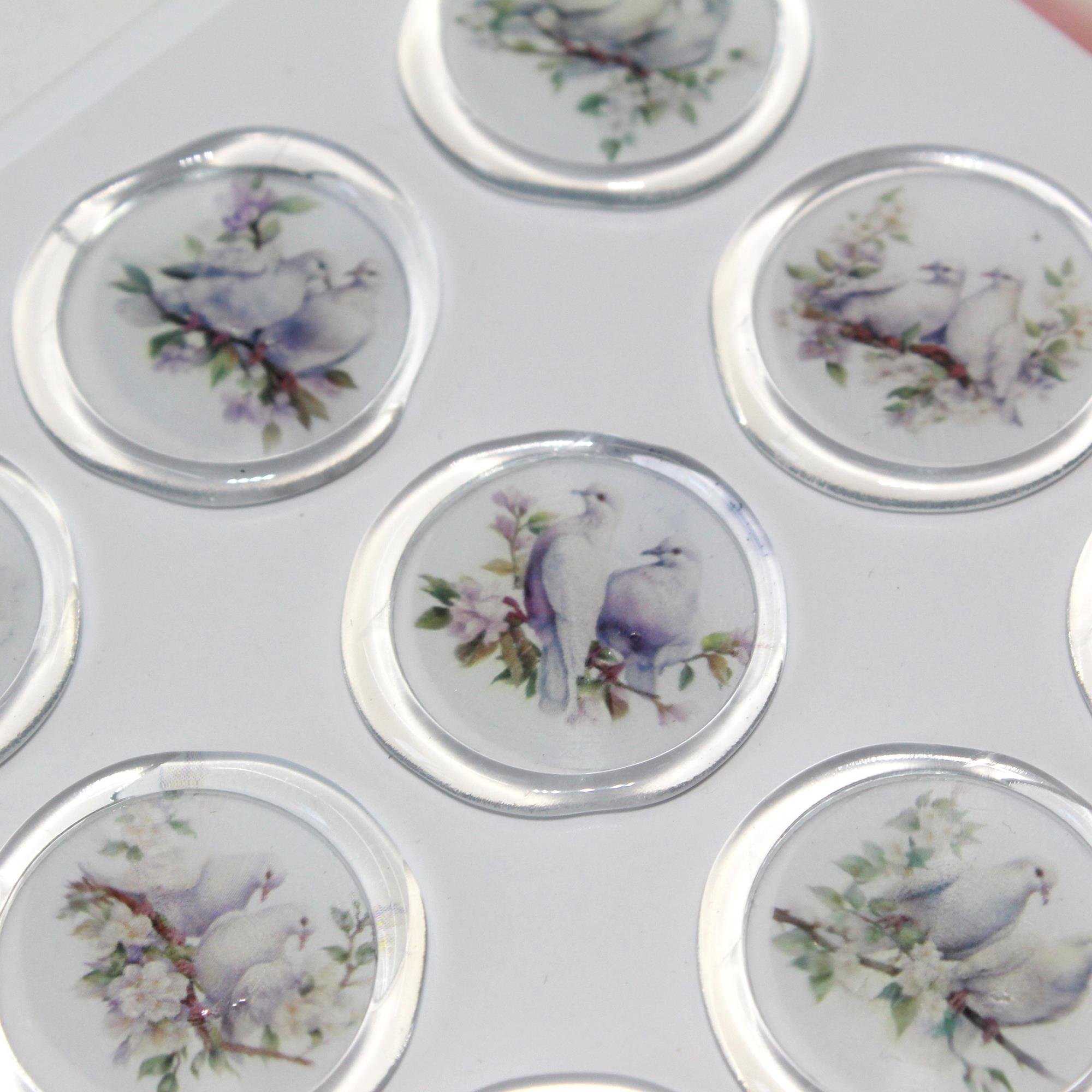 Mühürcüm 12 Adet Hazır Kendinden Yapışkanlı Güvercin Davetiye Sticker Mühür KYSM107