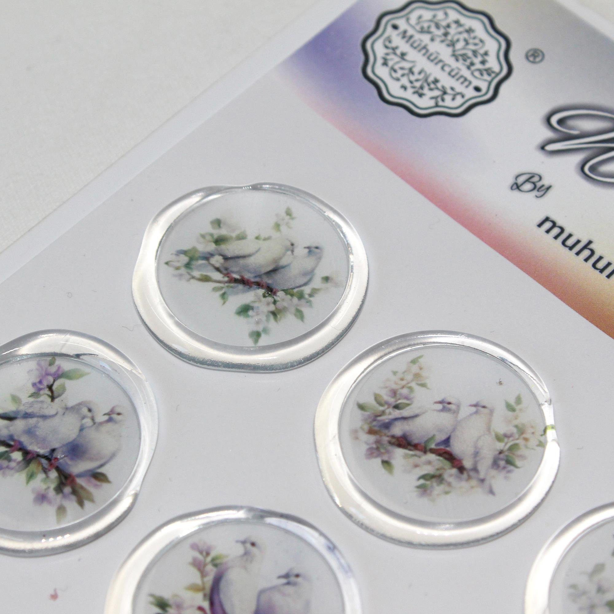 Mühürcüm 12 Adet Hazır Kendinden Yapışkanlı Güvercin Davetiye Sticker Mühür KYSM107