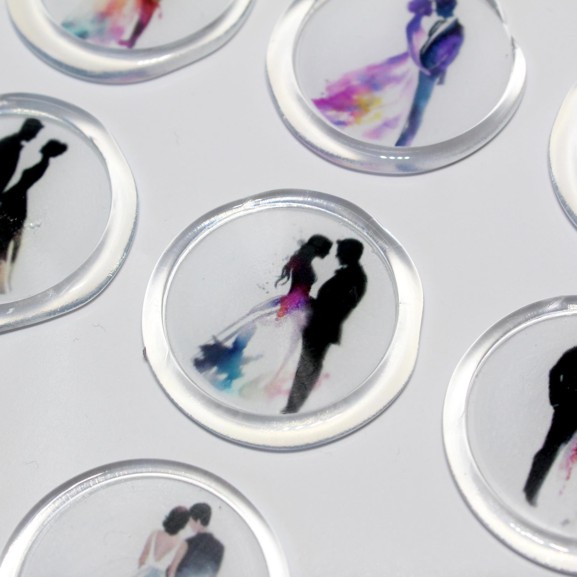 Mühürcüm 12 Adet Hazır Kendinden Yapışkanlı Gelin Damat Çift Davetiye Sticker Mühür KYSM116