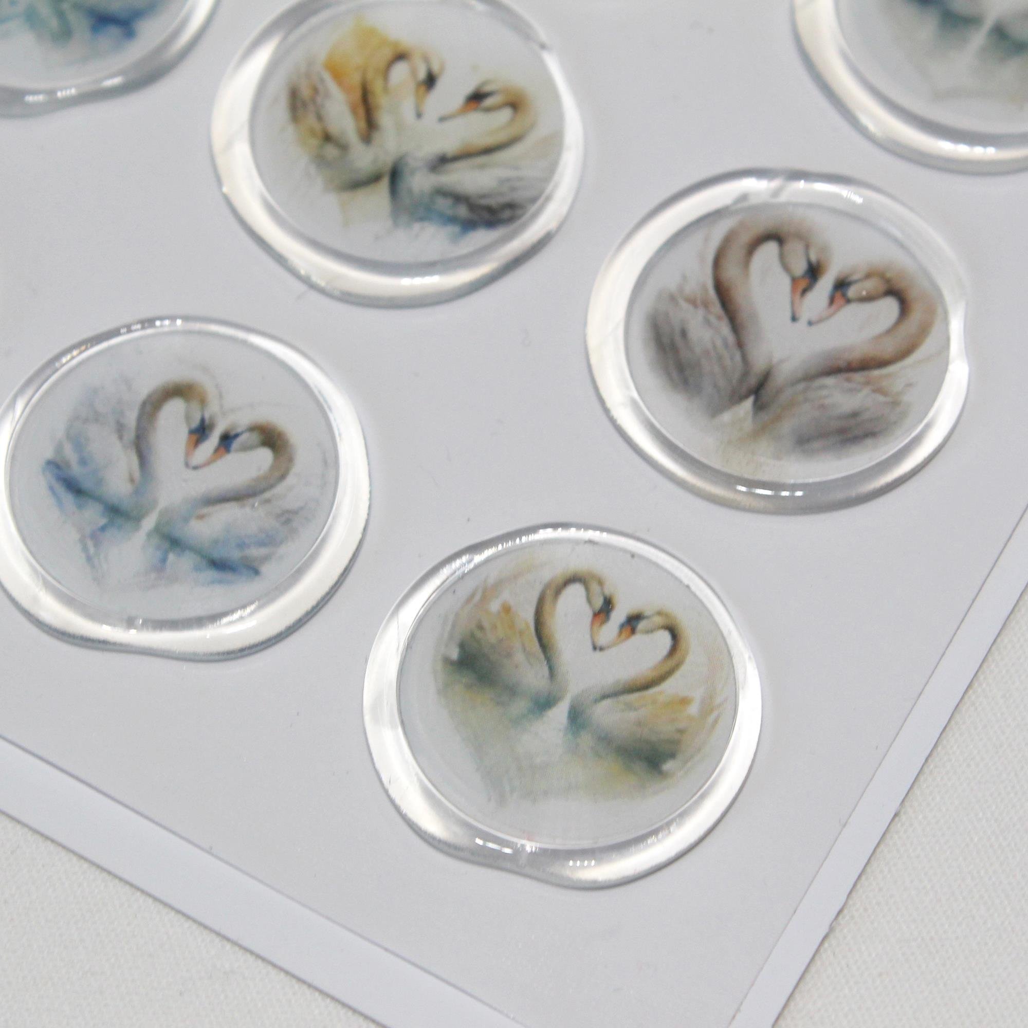 Mühürcüm 12 Adet Hazır Kendinden Yapışkanlı Kuğu Sticker Mühür KYSM112