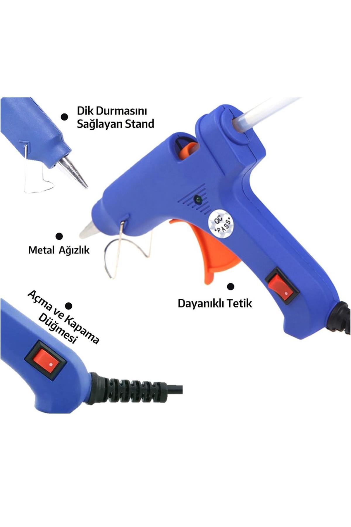 Mühürcüm 65W 11mm Sıcak Tutkal Tabancası Hızlı Isınma Silikon Tabancası