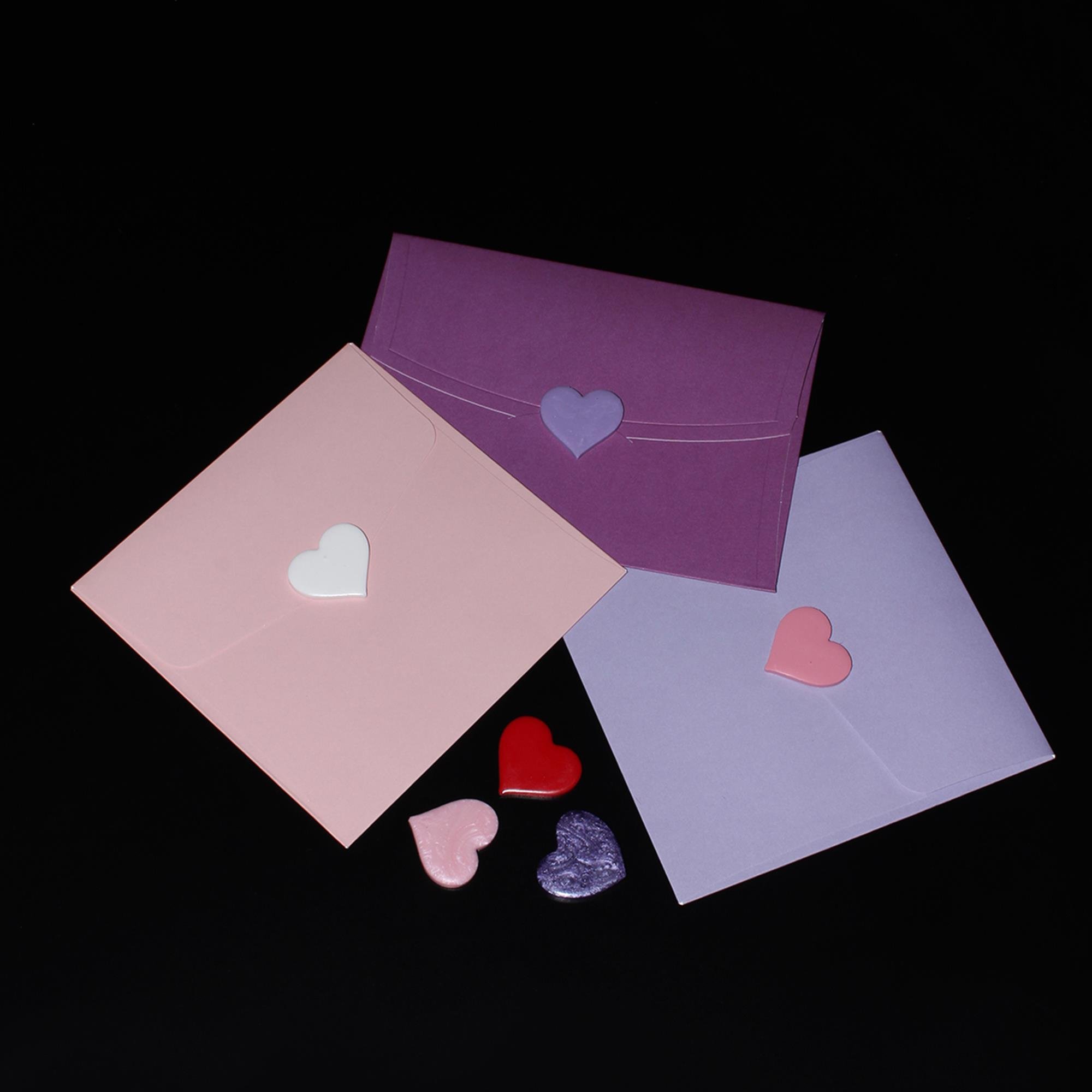 Mühürcüm Renk Kırmızı Kalp  12 Adet Hazır Kendinden Yapışkanlı Sticker Mühür RM2119