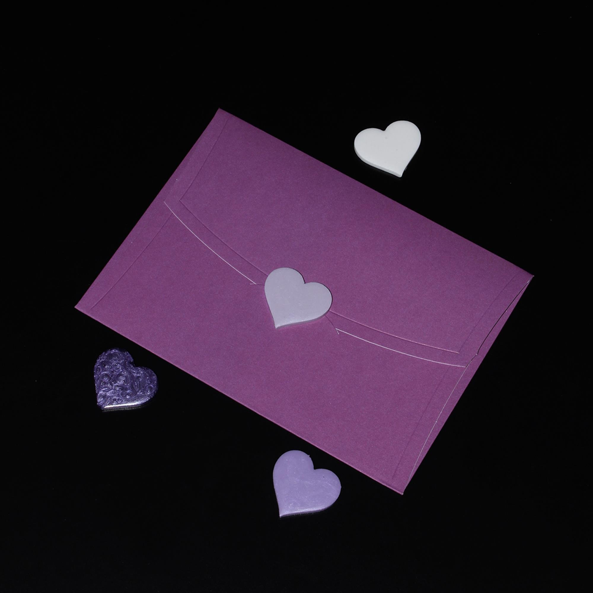 Mühürcüm Renk Mor Kalp  12 Adet Hazır Kendinden Yapışkanlı Sticker Mühür RM2120