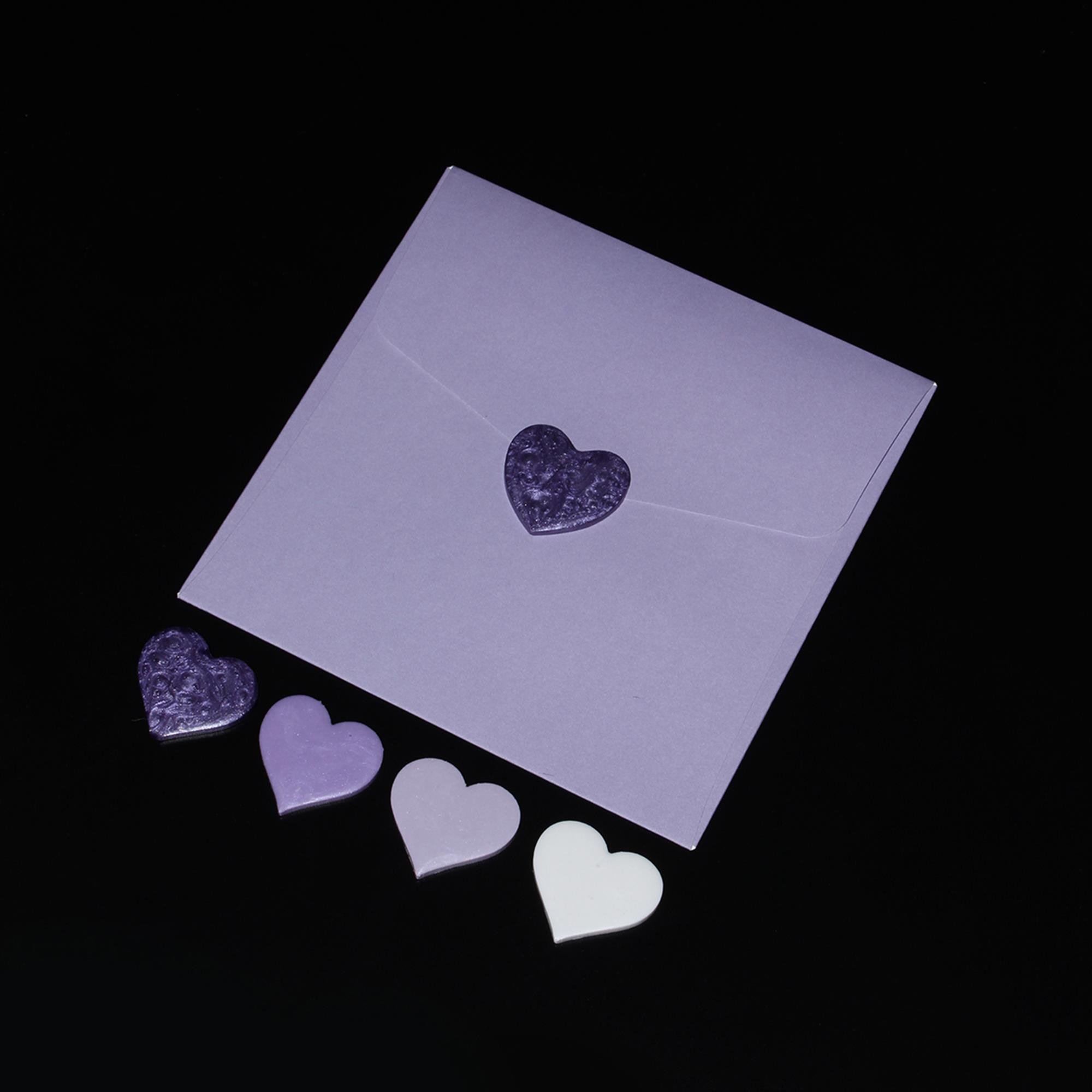 Mühürcüm Renk Mor Kalp  12 Adet Hazır Kendinden Yapışkanlı Sticker Mühür RM2120