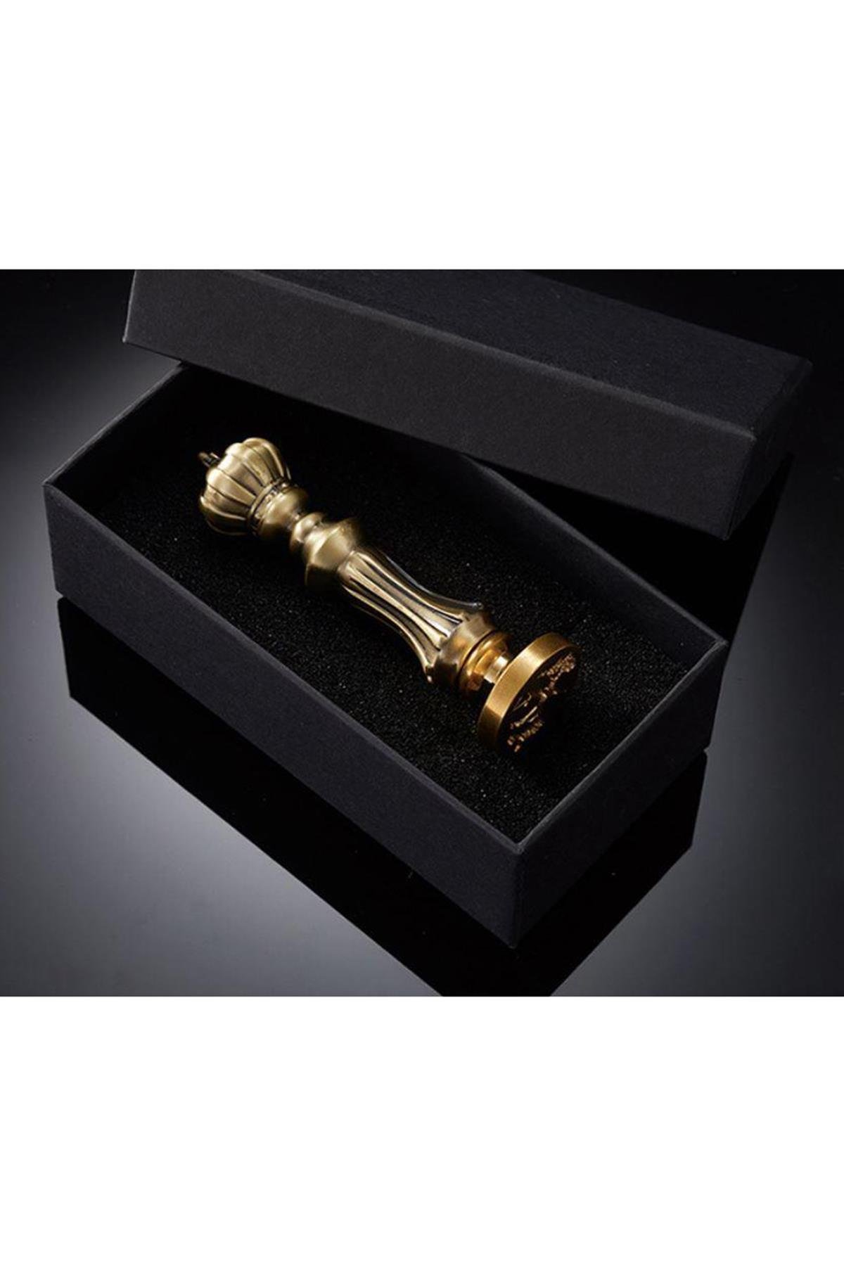 Mum Mühür Damga Kolu Premium Metal Kraliyet Tacı Antik Bronz