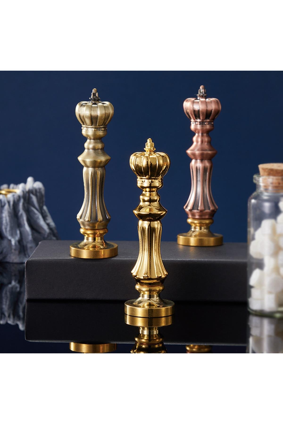 Mum Mühür Damga Kolu Premium Metal Kraliyet Tacı Antik Bakır