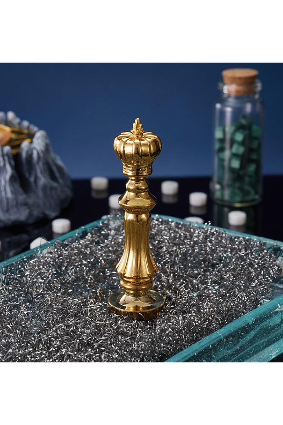Mum Mühür Damga Kolu Premium Metal Kraliyet Tacı Parlak Altın