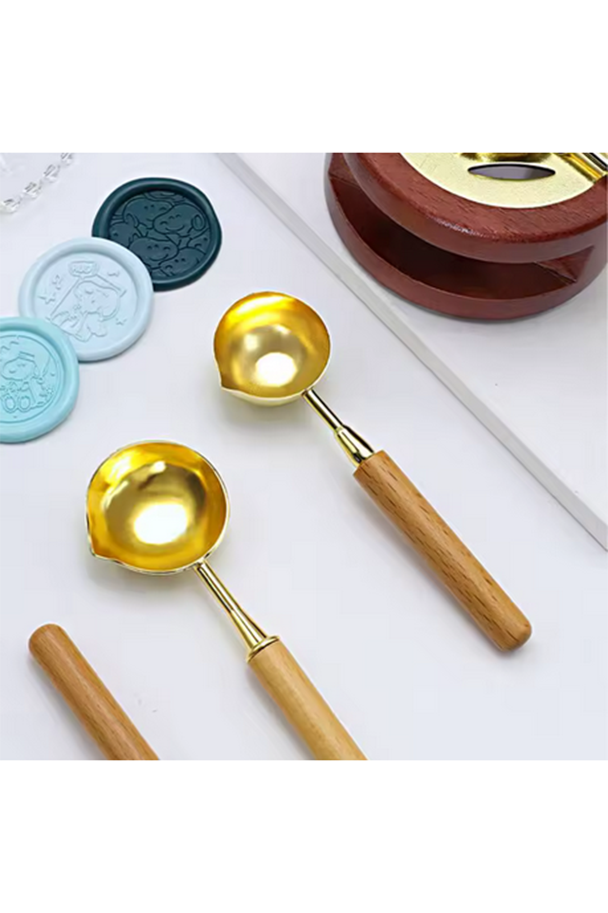 Mum Mühürü Eritme Kaşığı Çinko Alaşım Kayın Sap Özel Tasarım 