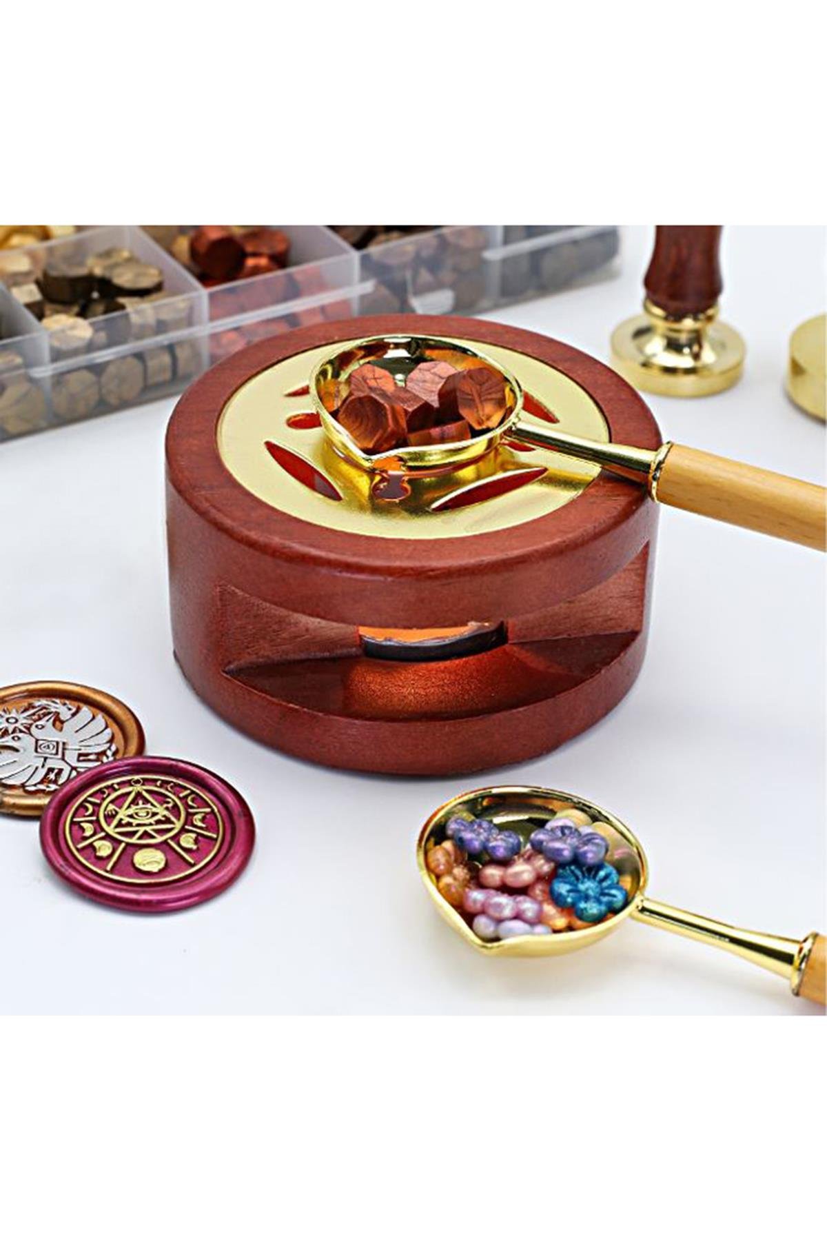 Mum Mühürü Eritme Kaşığı Çinko Alaşım Kayın Sap Özel Tasarım 