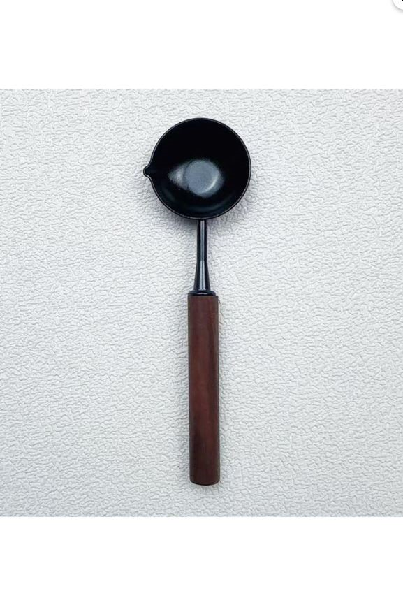 Mum Mühürü Eritme Kaşığı Yapışmaz Teflon  Kolay Temizlik Ceviz Sap 
