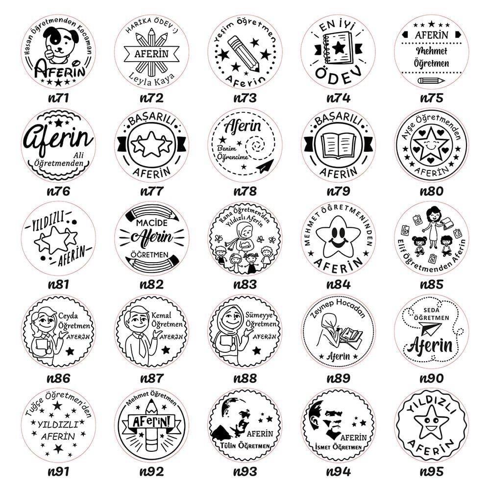 Öğretmen Mührü Ahşap Yuvarlak Mühür Kayın Ağacı Istampa Hediyeli