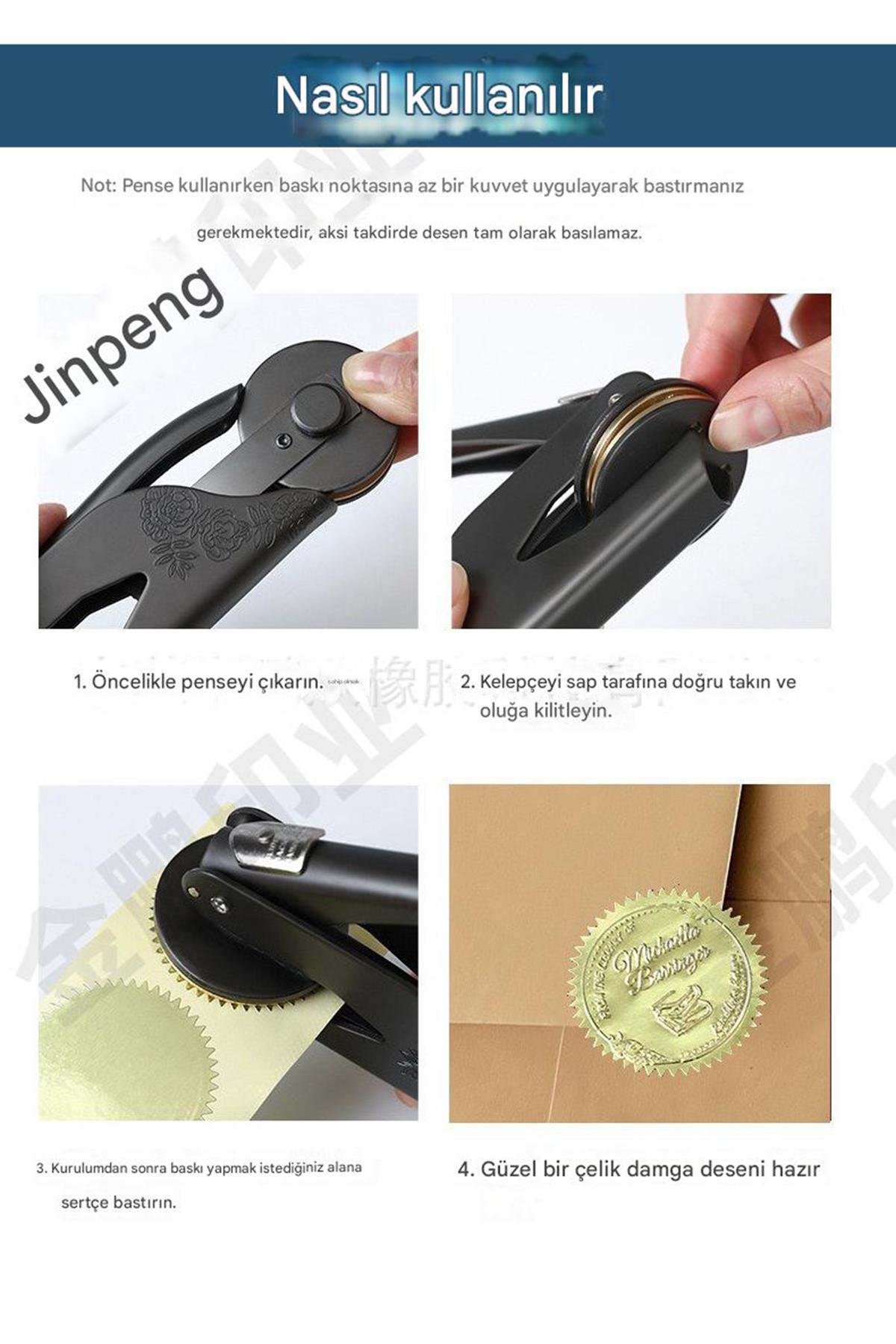 Soğuk Mühür Kabartma Damga Çelik Baskı Presi Lastik Sap Champagne