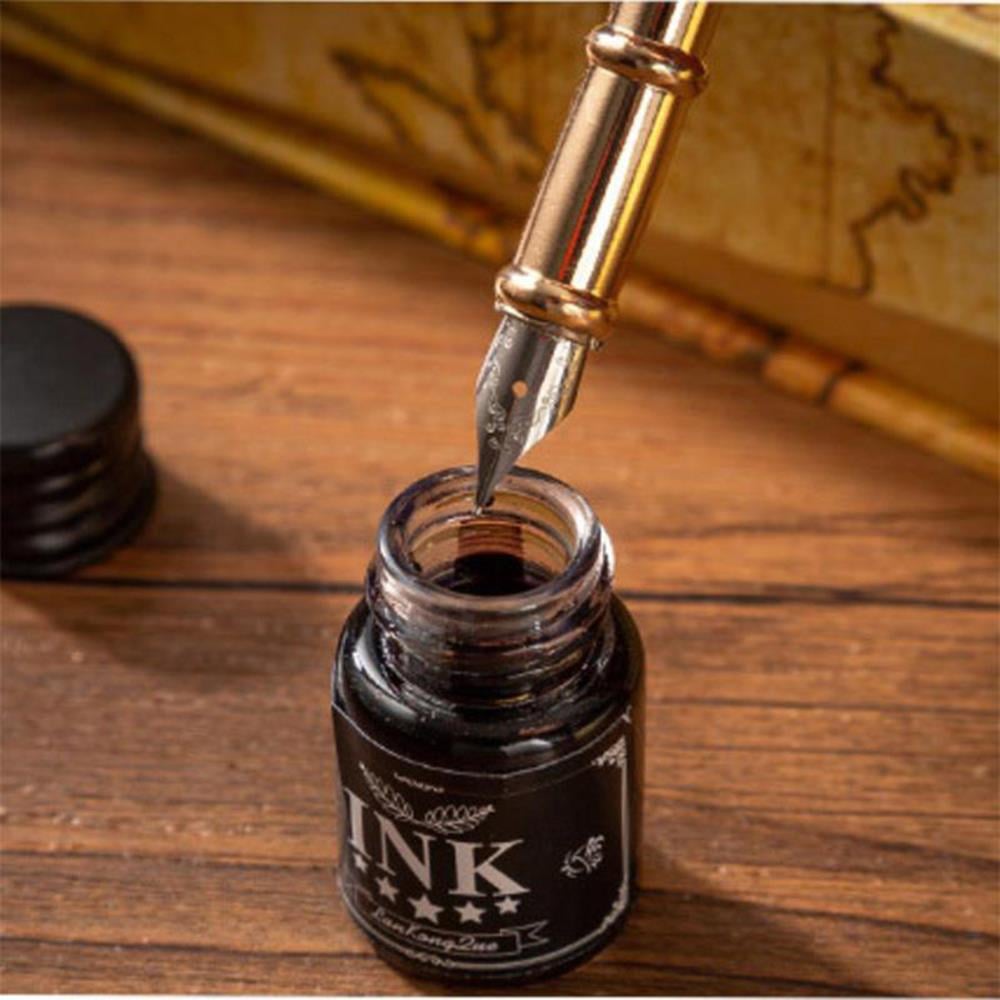 Tüy Divit Kalem 5 Renk Mürekkep 6 Farklı Uç 12 li Kaligrafi Set