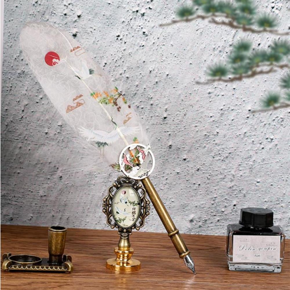 Tüy Divit Kalem Mürekkep Mühür Kaşık 13 lü Pirinç Set Cren Kuşu