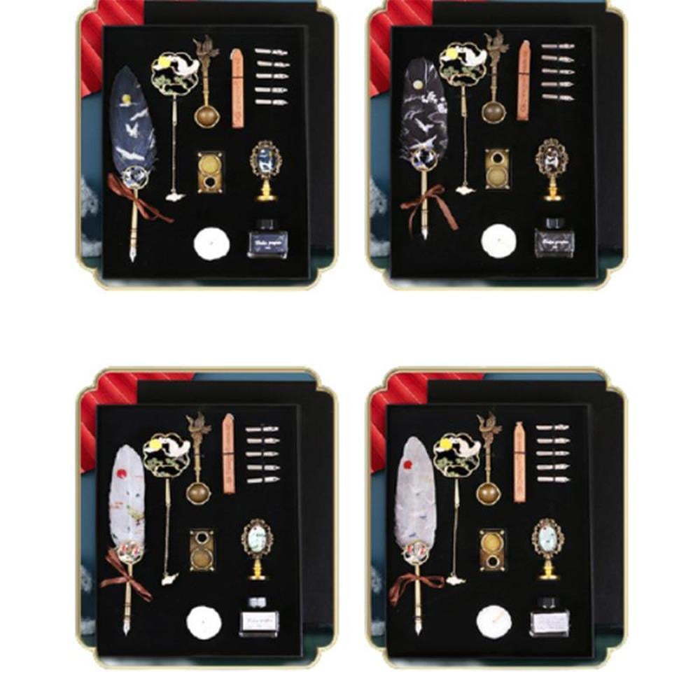 Tüy Divit Kalem Mürekkep Mühür Kaşık 13 lü Pirinç Set Cren Kuşu