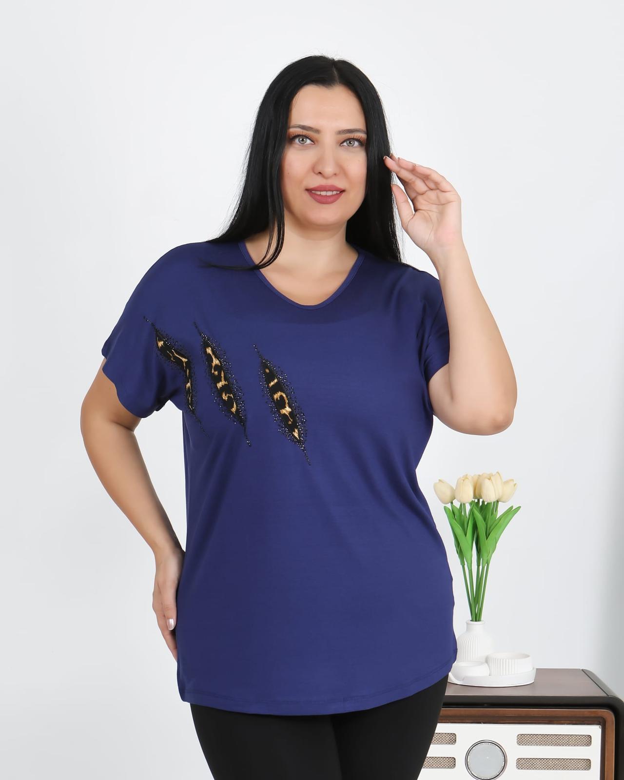 Göğsü pullu leopar aplikeli - 1083