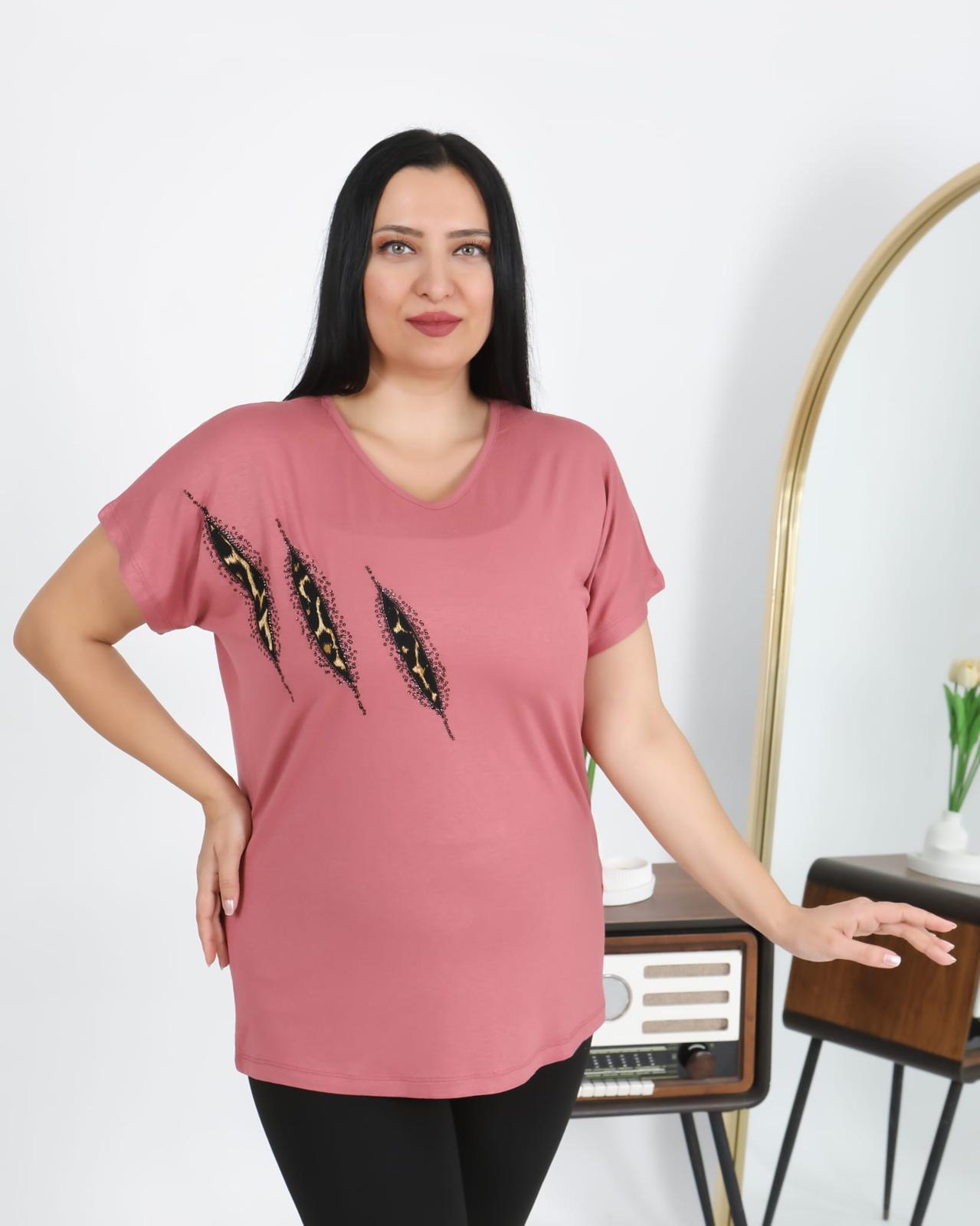 Göğsü pullu leopar aplikeli - 1083