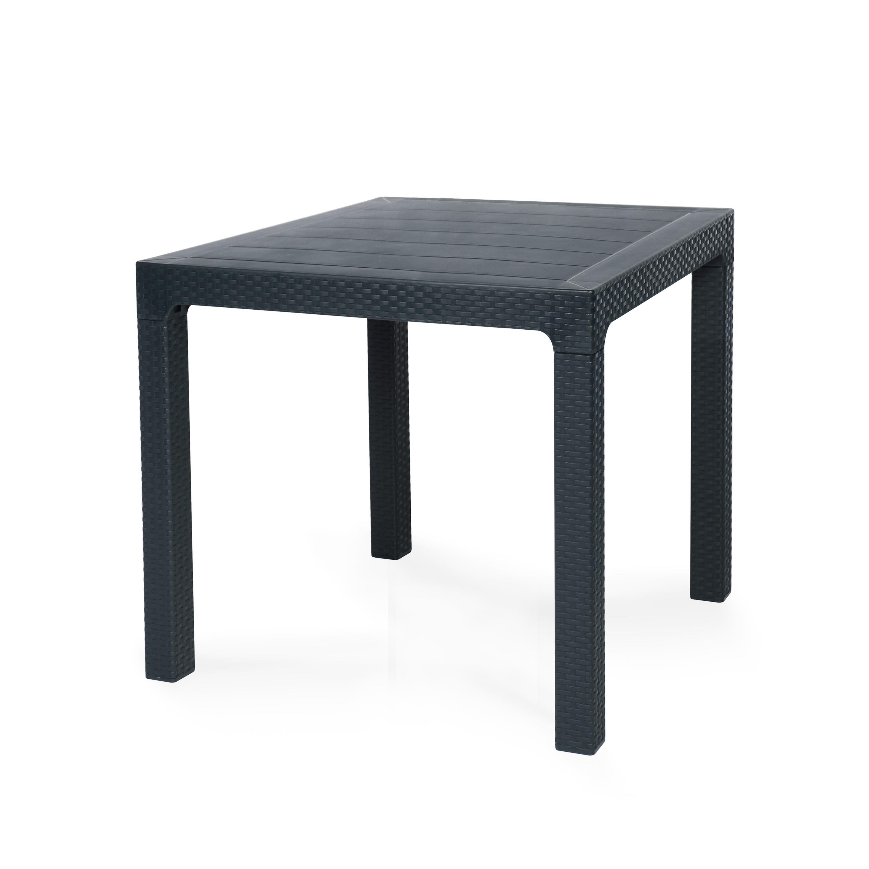 Arizona Camsız 80x80 Antrasit Masa + Siena Starlux Kollu Antrasit 4'lü Set