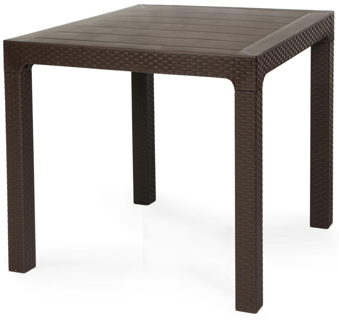 Arizona Camsız 80x80 Kahve Masa + Flora Starlux Kollu Kahve 4'lü Set