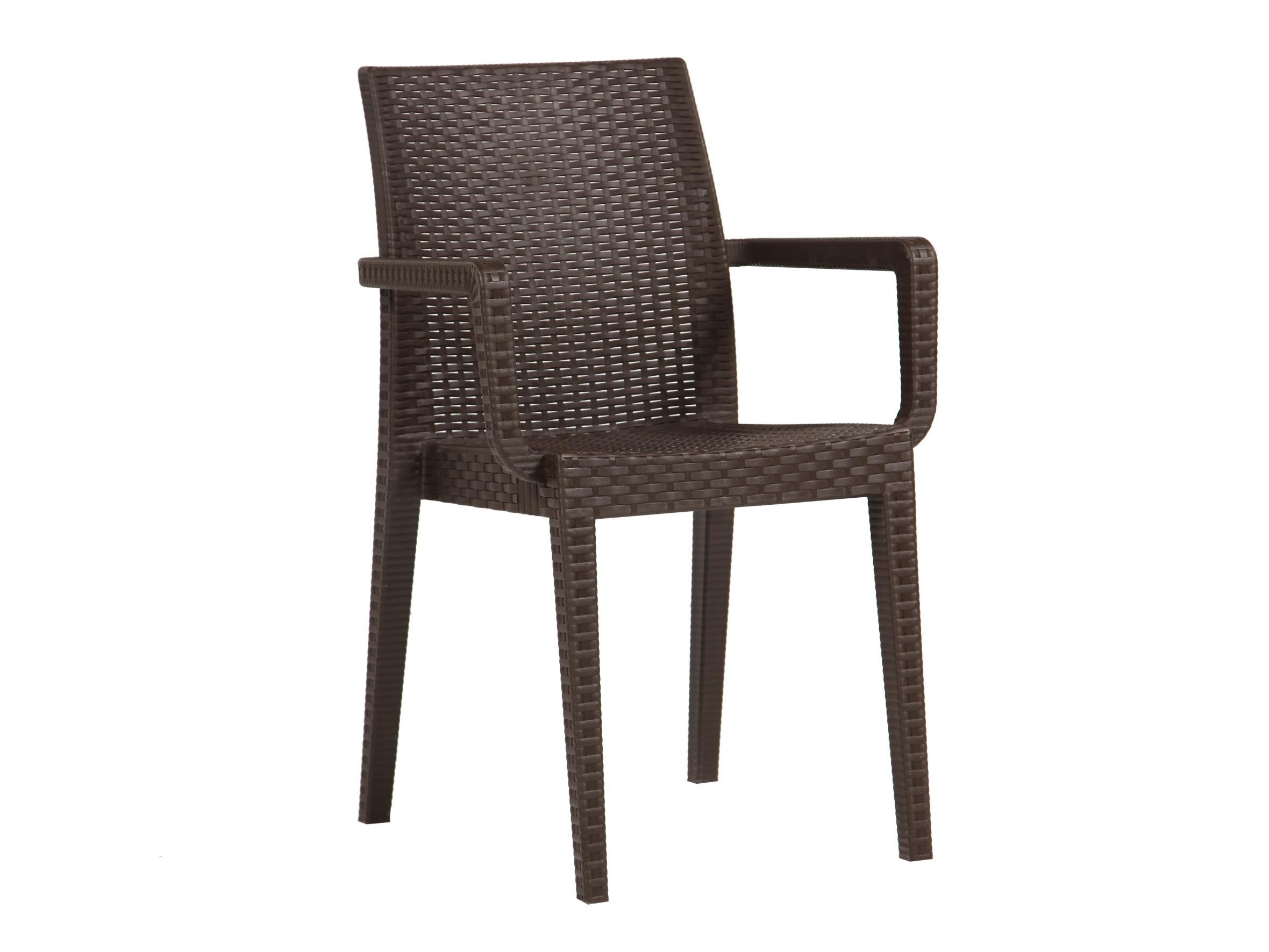 Arizona Camsız 80x80 Kahve Masa + Siena Starlux Kollu Kahve 4'lü Set