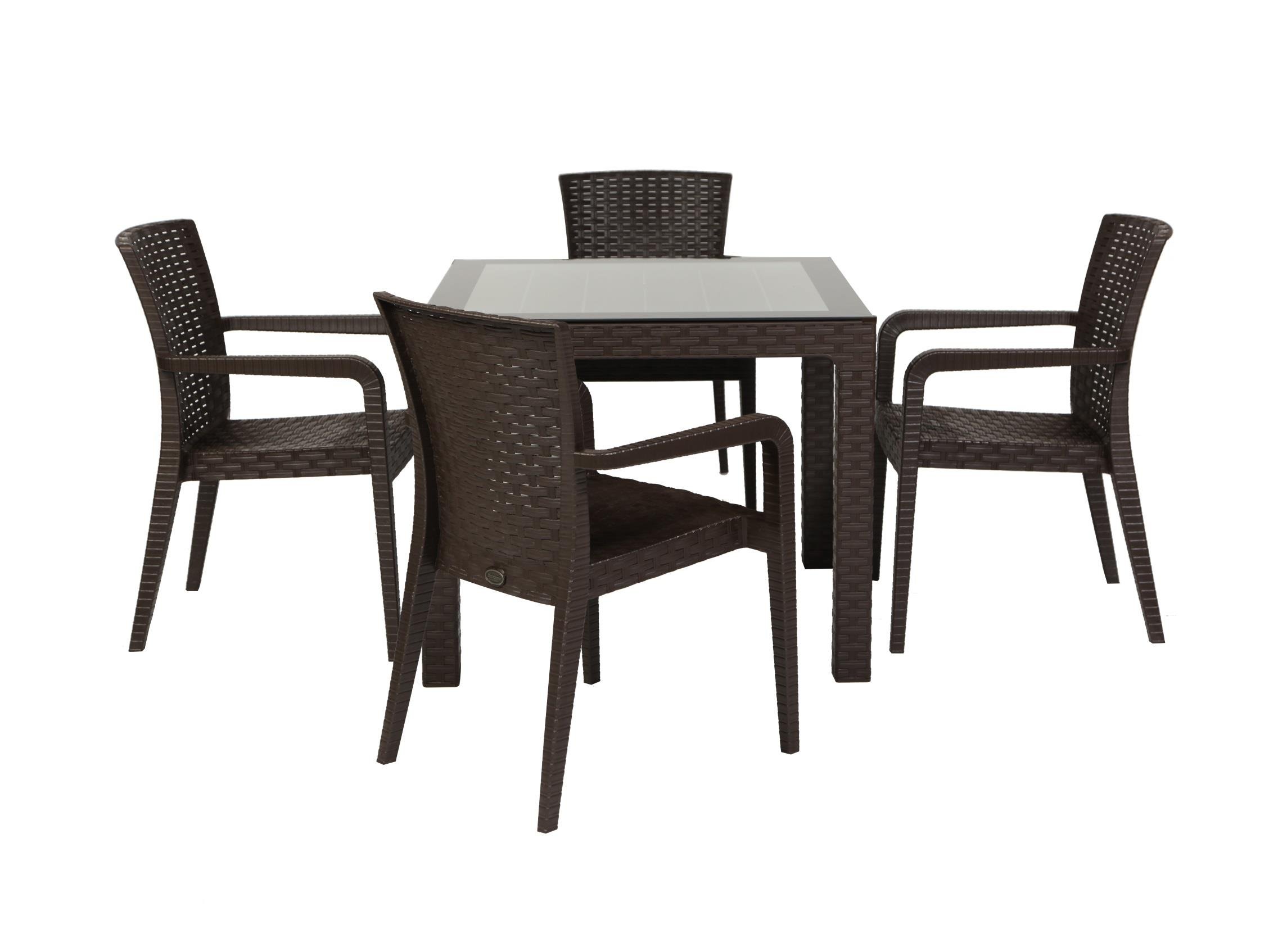 Arizona Rainbow Camlı Kahve Masa, 90x90