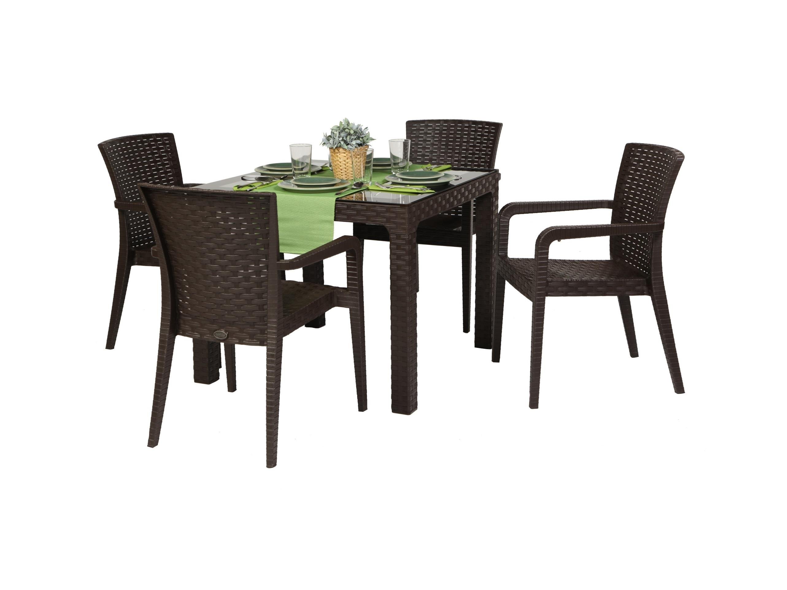 Arizona Rainbow Camlı Kahve Masa, 90x90